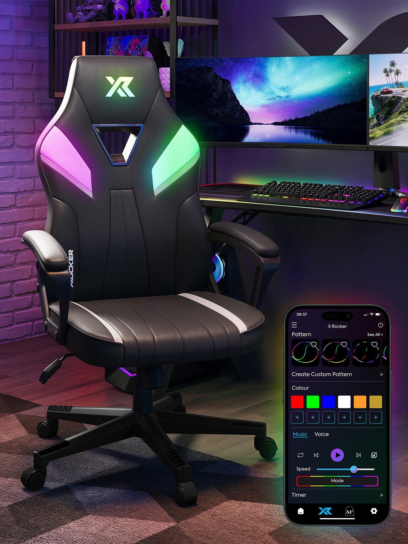 X Rocker Tempest RGB Ergonomic PC Gaming Chair with LED Lights - Black