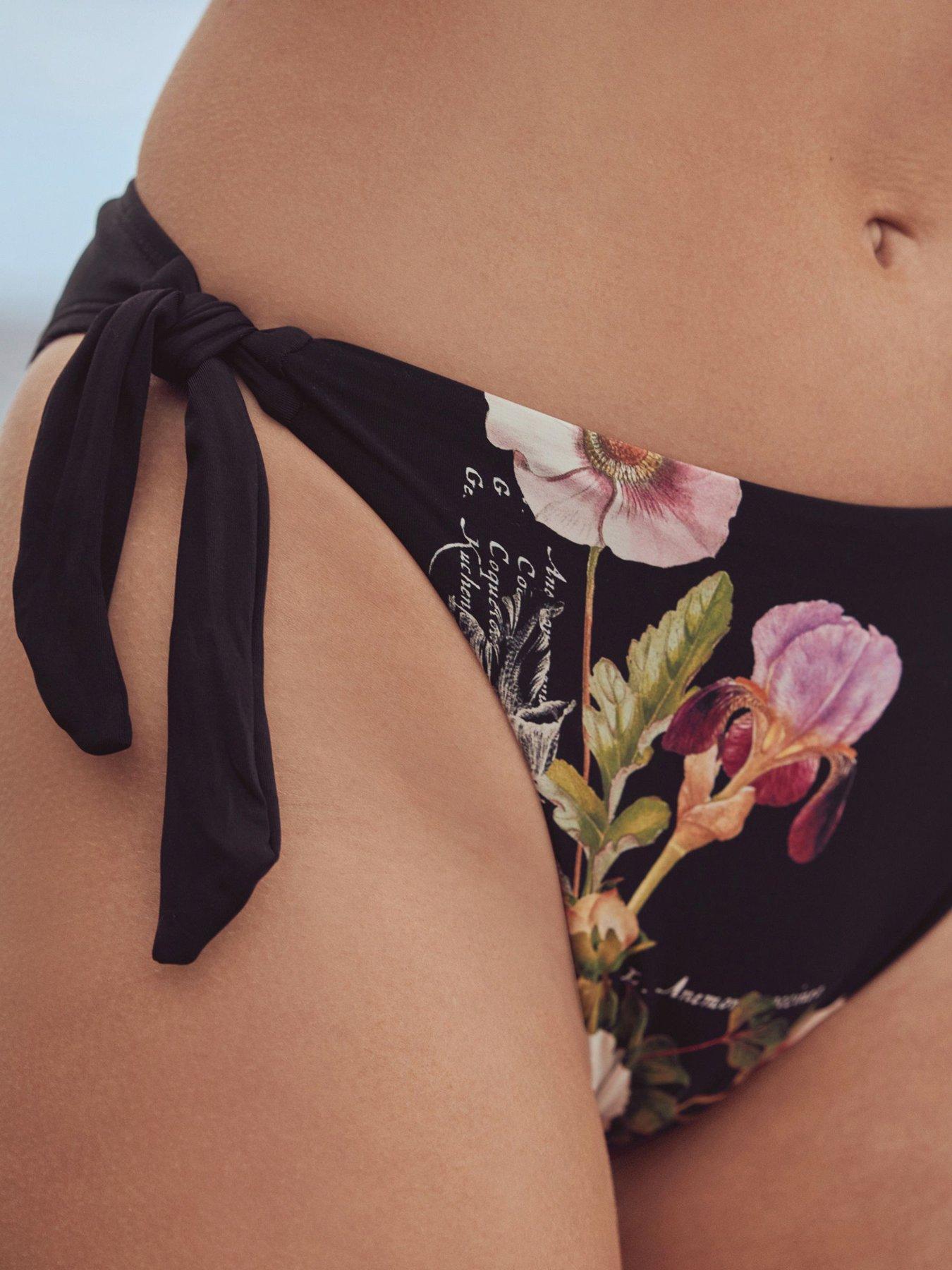 Image 3 of 3 of Ted Baker B By Floral Tieside Triangle Bikini Briefs - Black