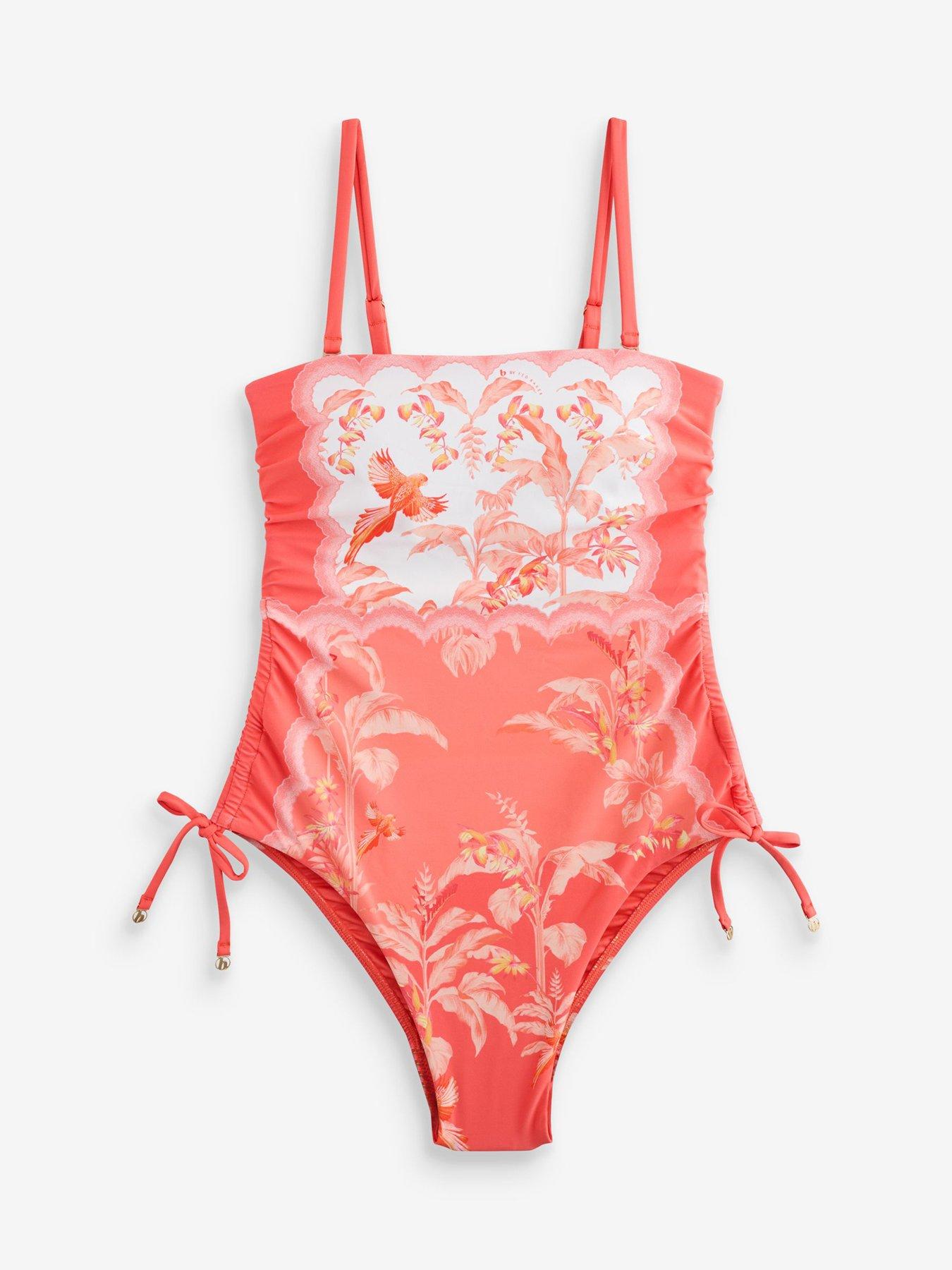 b-by-ted-baker-b-by-placement-print-bandeau-swimsuit-coral