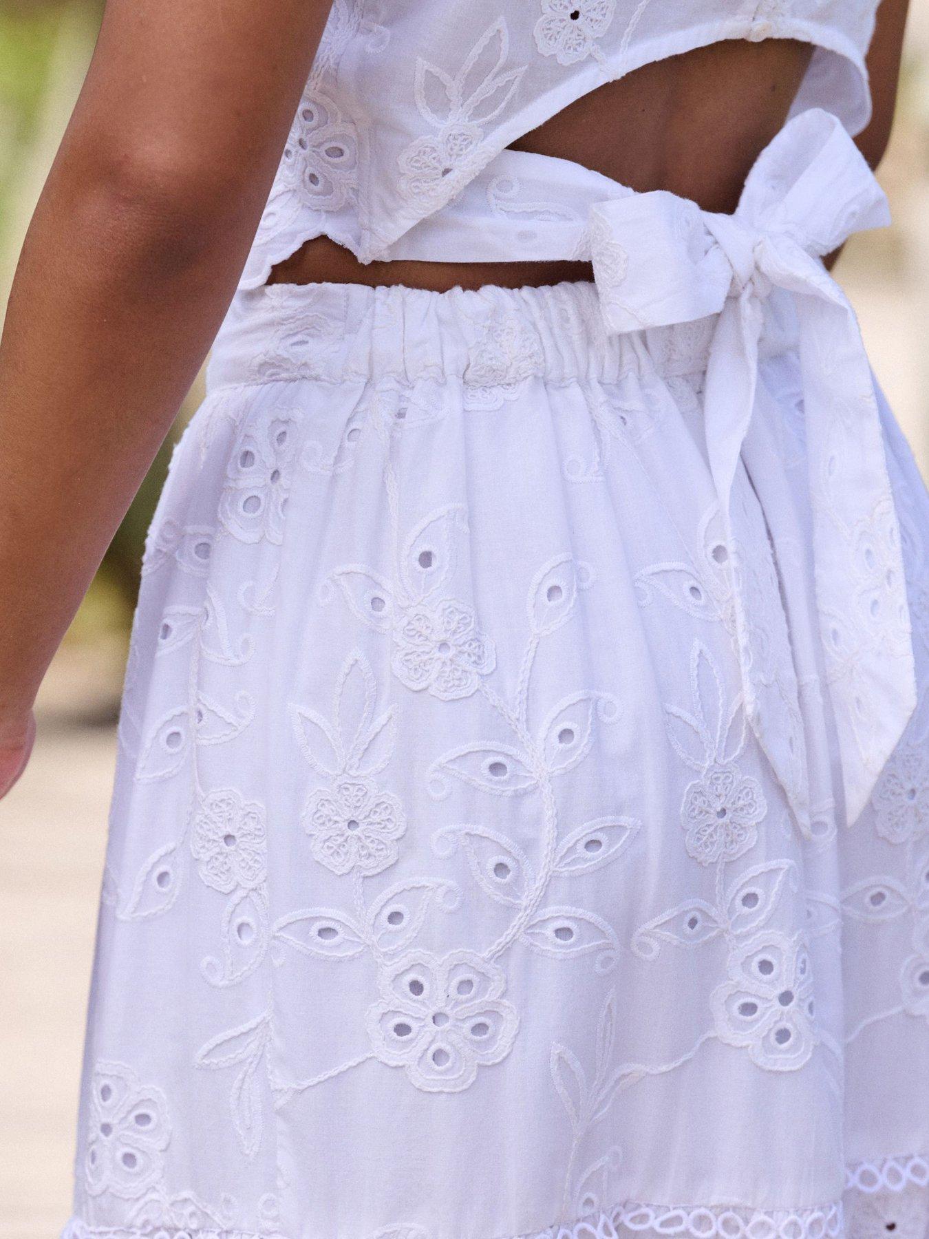  image of b-by-ted-baker-b-by-broidery-skirt-white