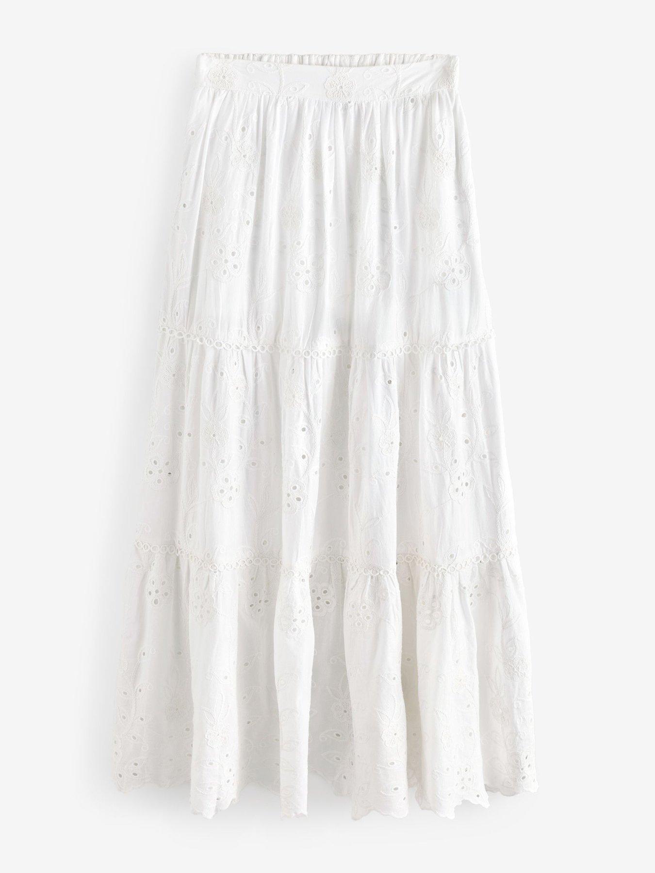  image of b-by-ted-baker-b-by-broidery-skirt-white