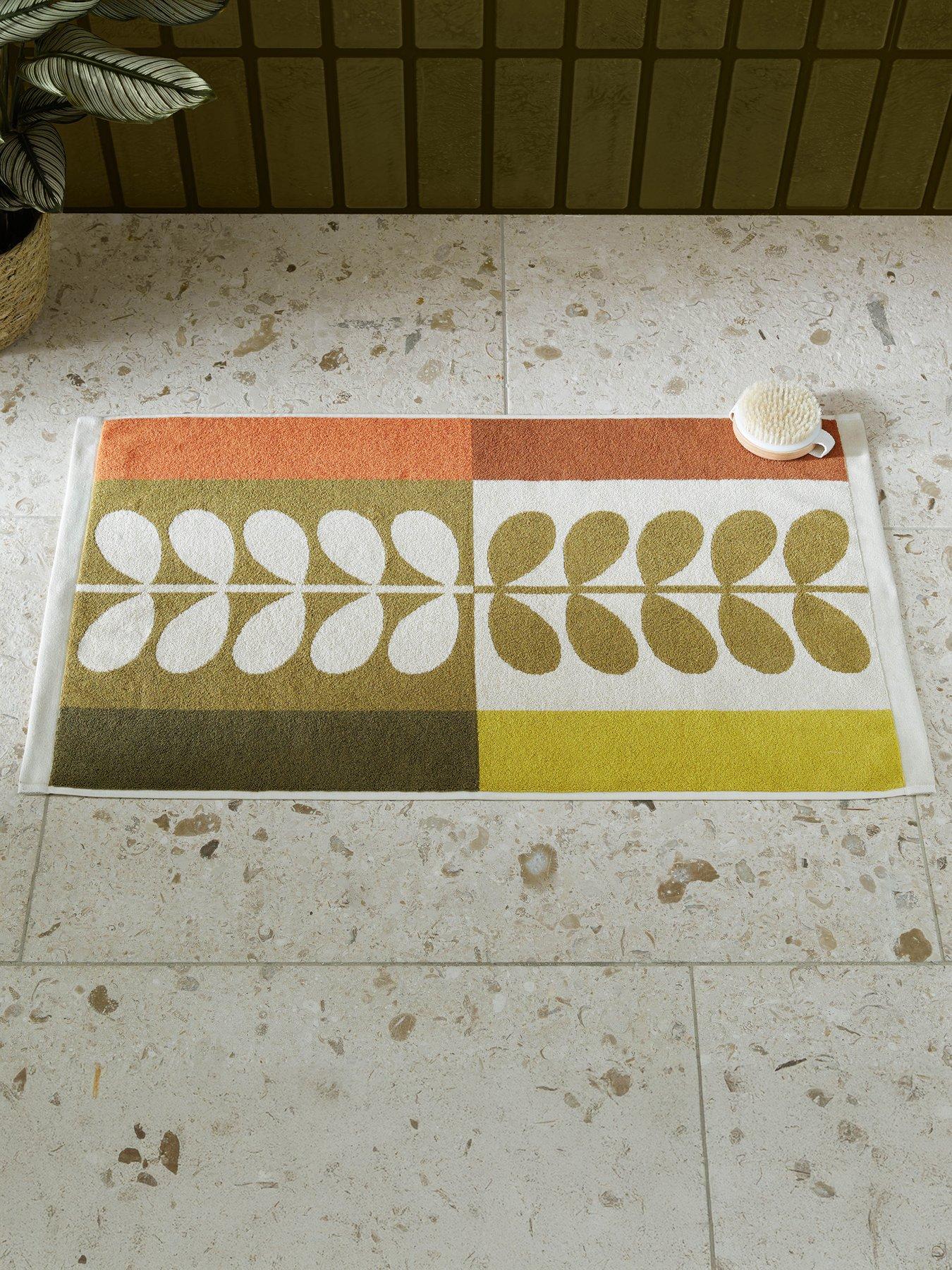 Orla Kiely Stem Check 100% Cotton Hazel Ochre 50x90cm Bath Mat