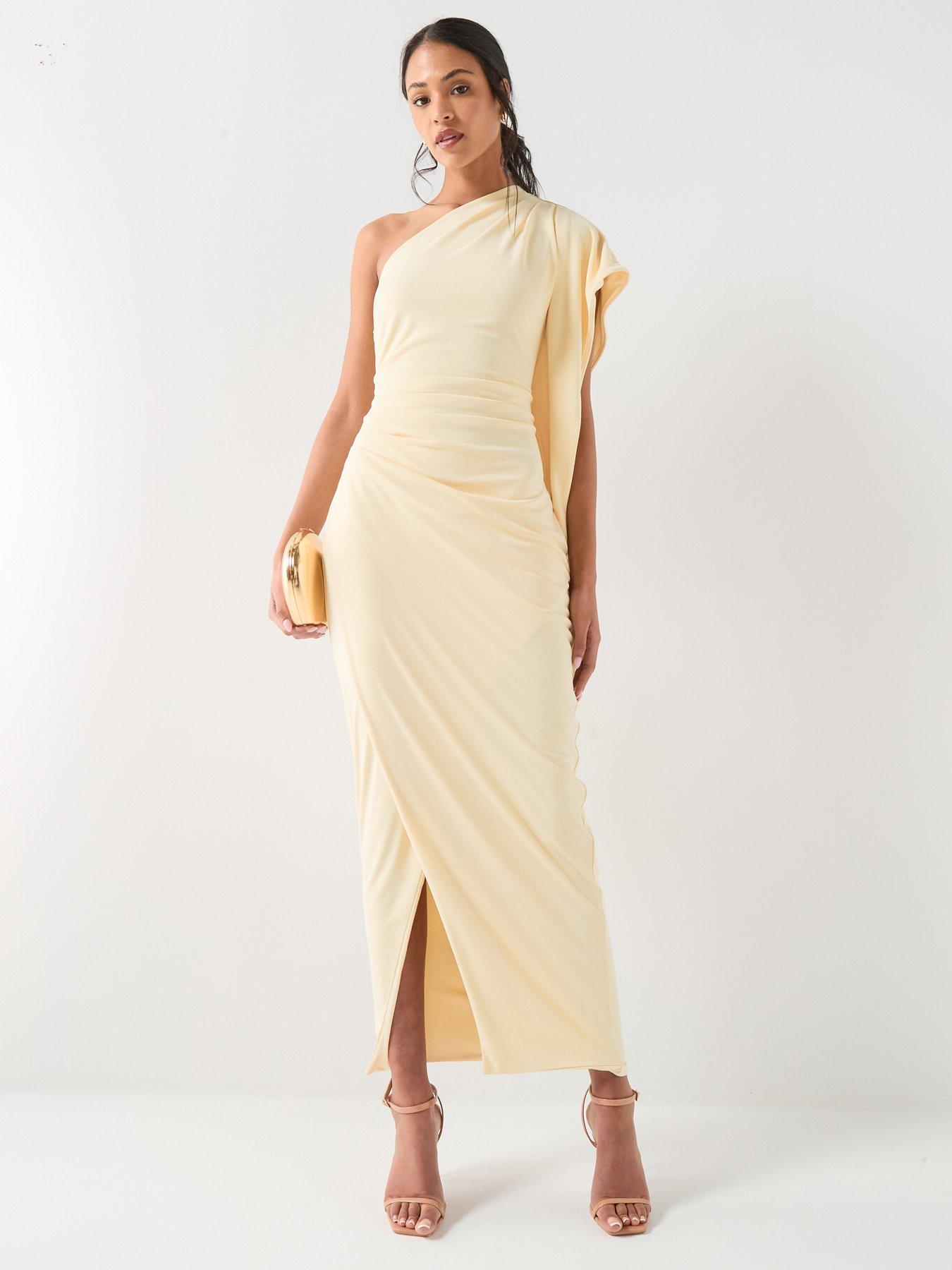 six-stories-asymmetric-stretch-gathered-maxi-dress-lemon