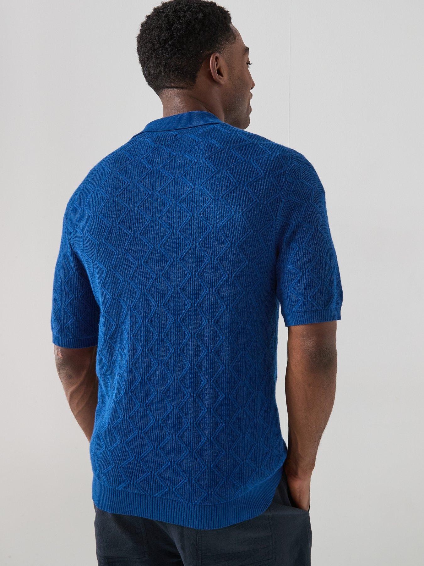 Image 2 of 6 of Double A by Wood Wood Knitted Polo Shirt - Bright Blue