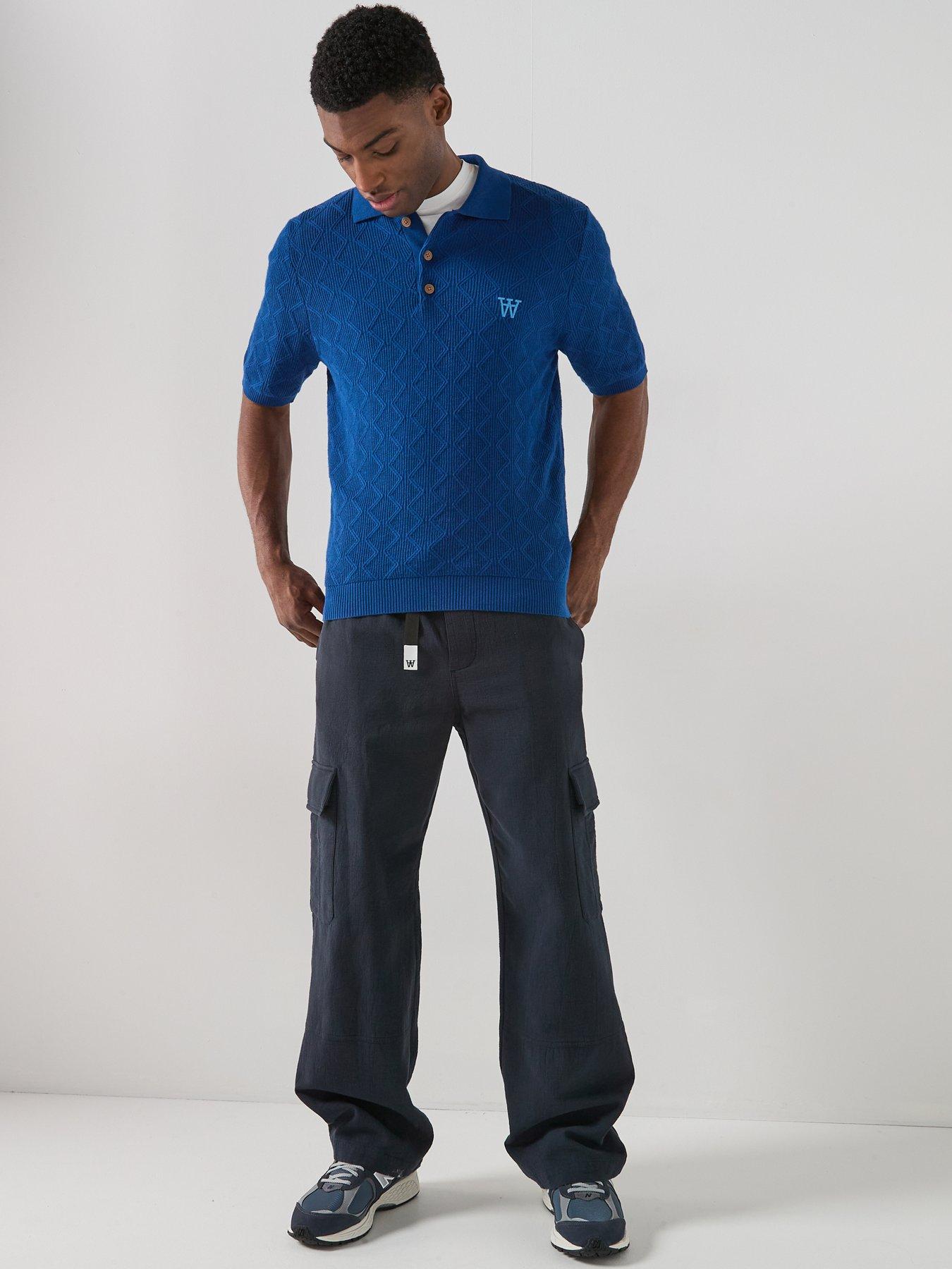Image 3 of 6 of Double A by Wood Wood Knitted Polo Shirt - Bright Blue