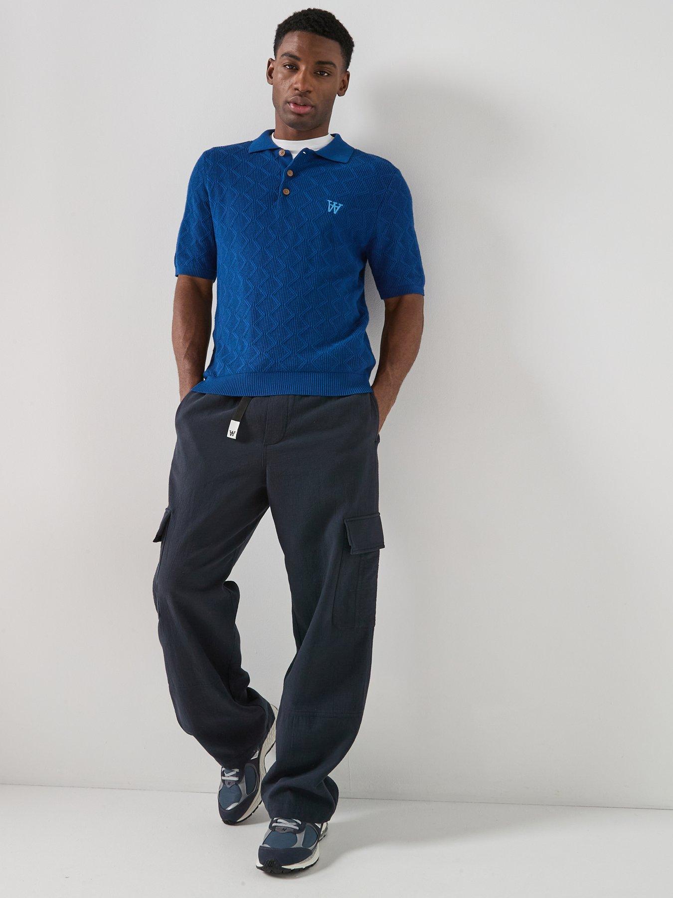 Image 5 of 6 of Double A by Wood Wood Knitted Polo Shirt - Bright Blue