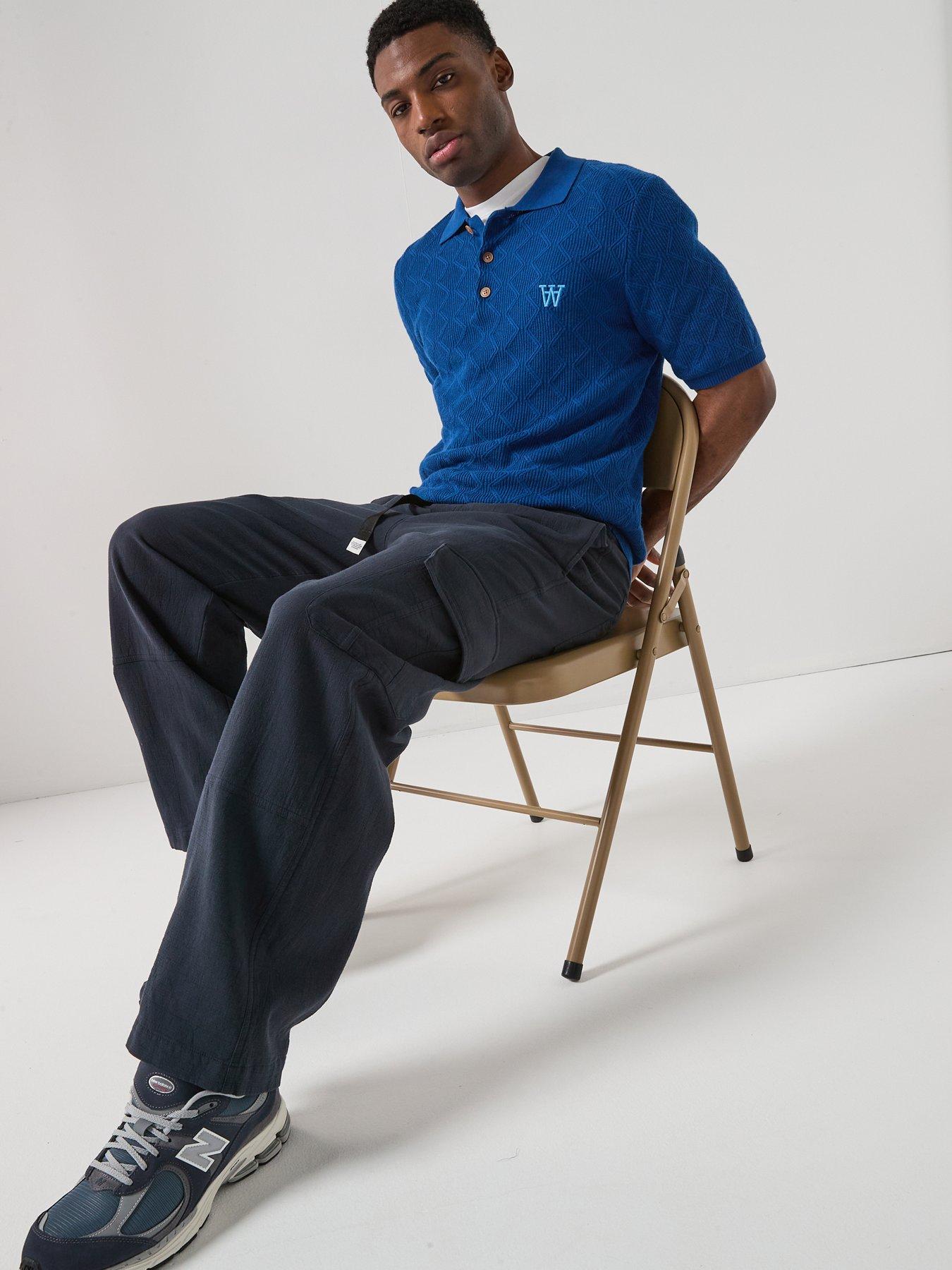 Image 6 of 6 of Double A by Wood Wood Knitted Polo Shirt - Bright Blue