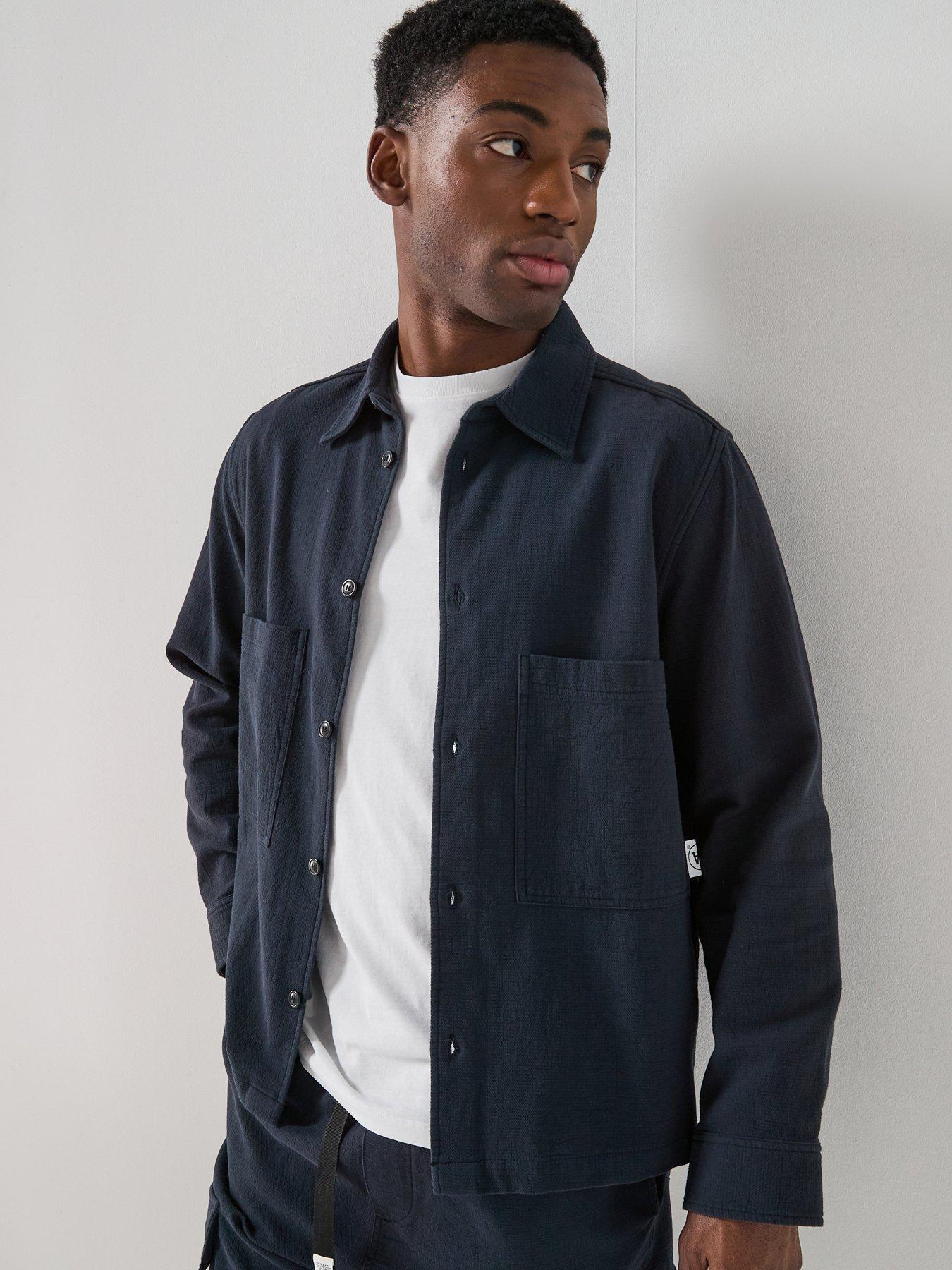 Double A by Wood Wood Textured Overshirt - Navy