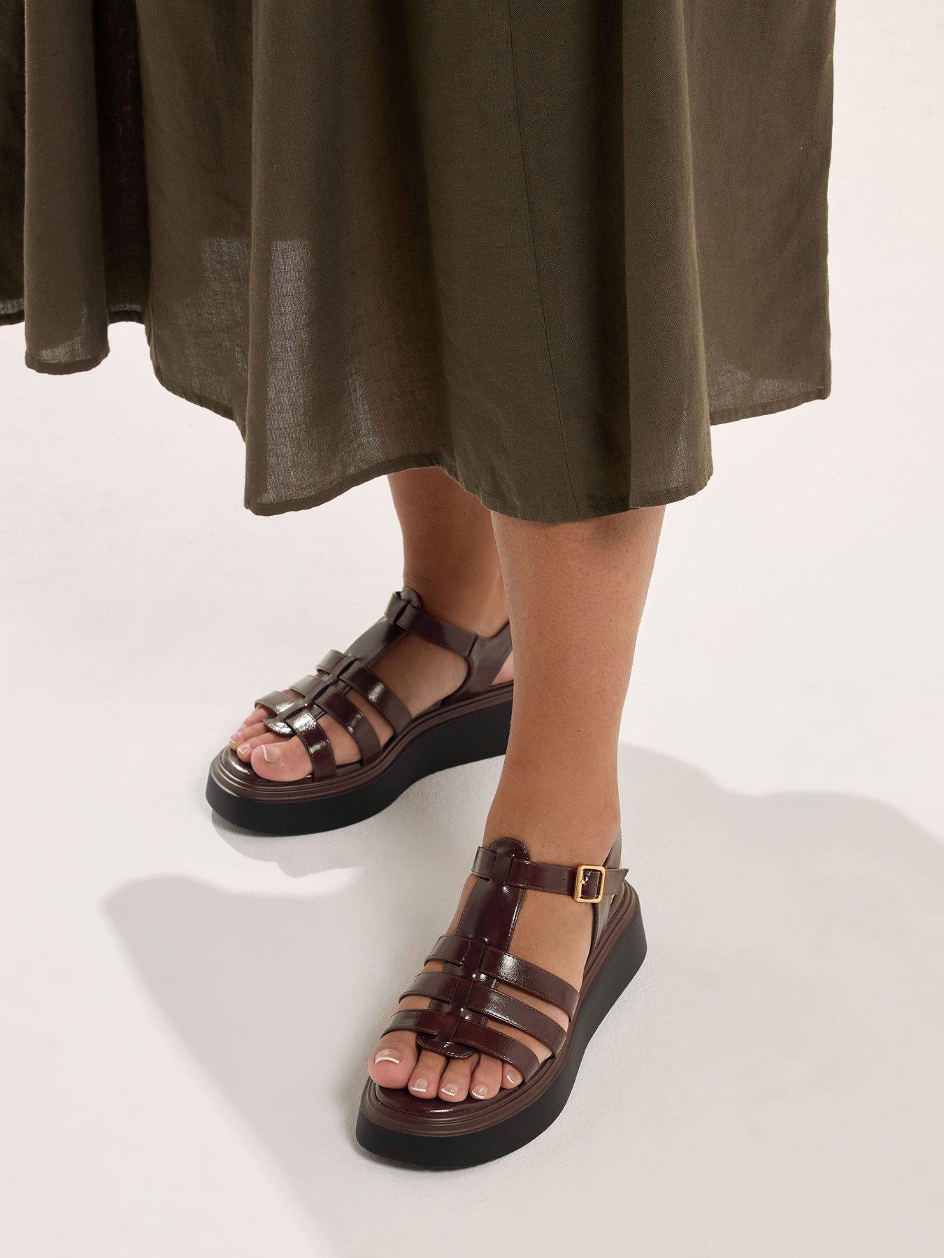 Image 1 of 4 of Yours Curve Extra Wide Fit Gladiator Wedge Sandals