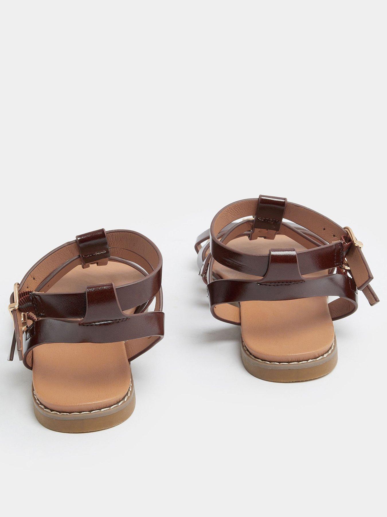  image of yours-curve-wide-fit-hammered-disk-gladiator-sandals-brown