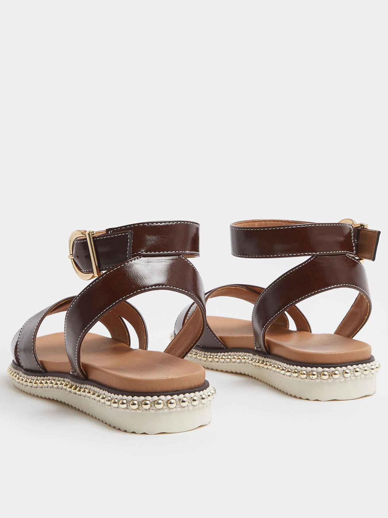 Image 3 of 4 of Yours Curve Extra Wide Fit Cross Over Sandals - Brown