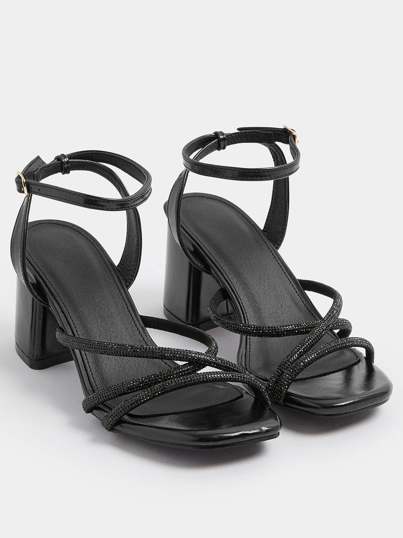 Image 2 of 4 of Yours Curve Extra Wide Fit Asymmetric Glitz Block Heel - Black