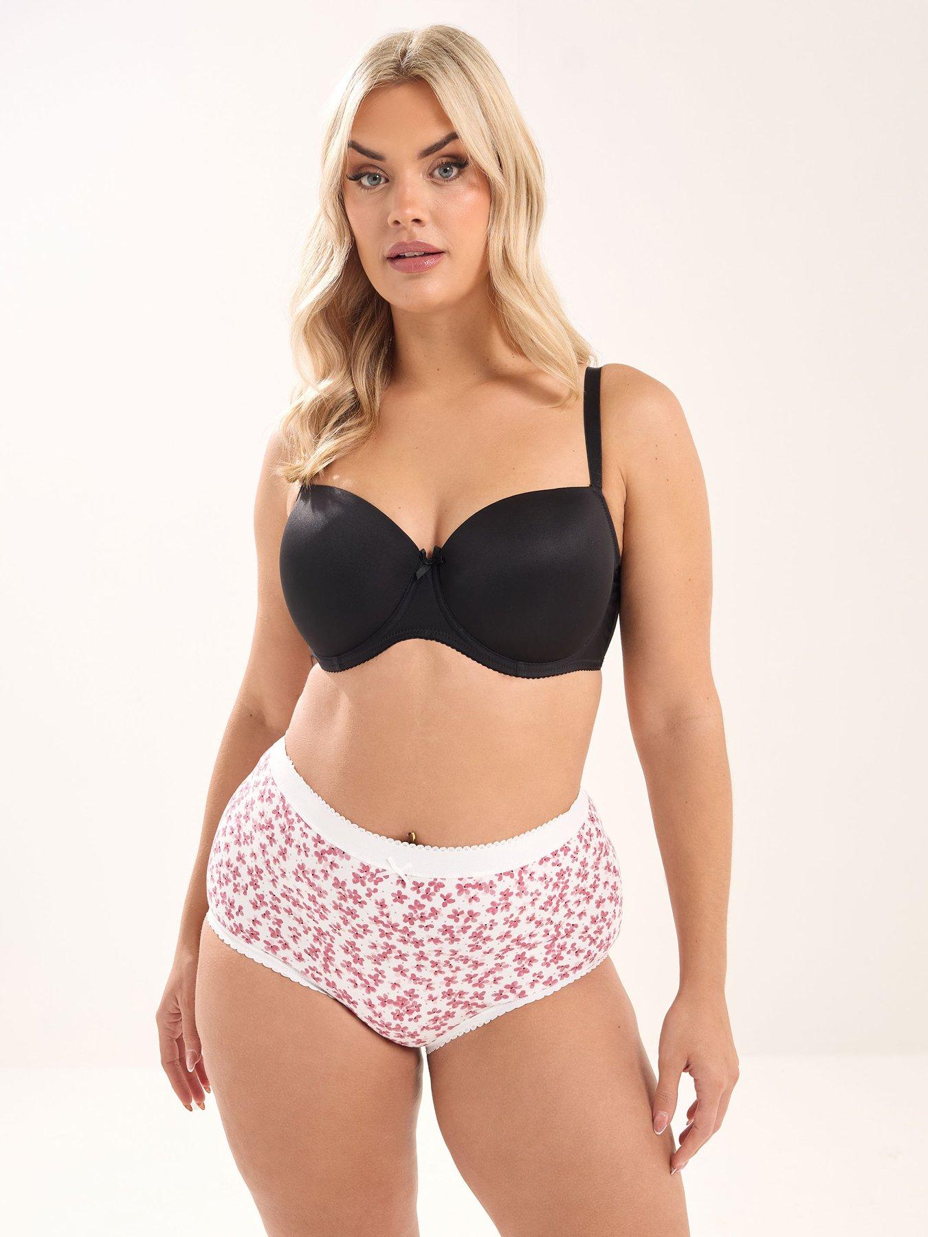 Image 3 of 5 of Yours Curve 5 Pack Flower Full Briefs - Pink