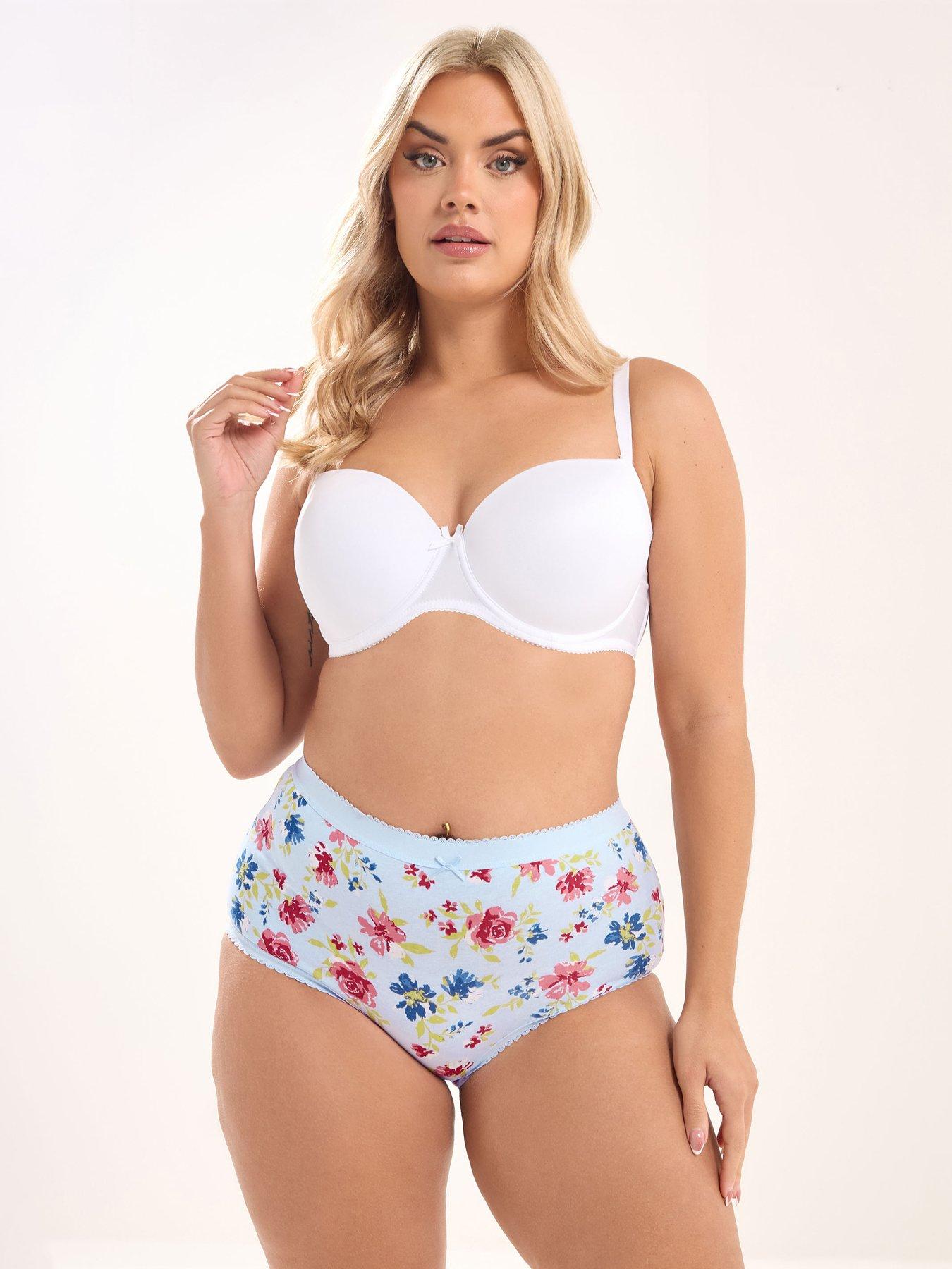 Image 3 of 6 of Yours Curve 5 Pack Floral Full Briefs - Pink