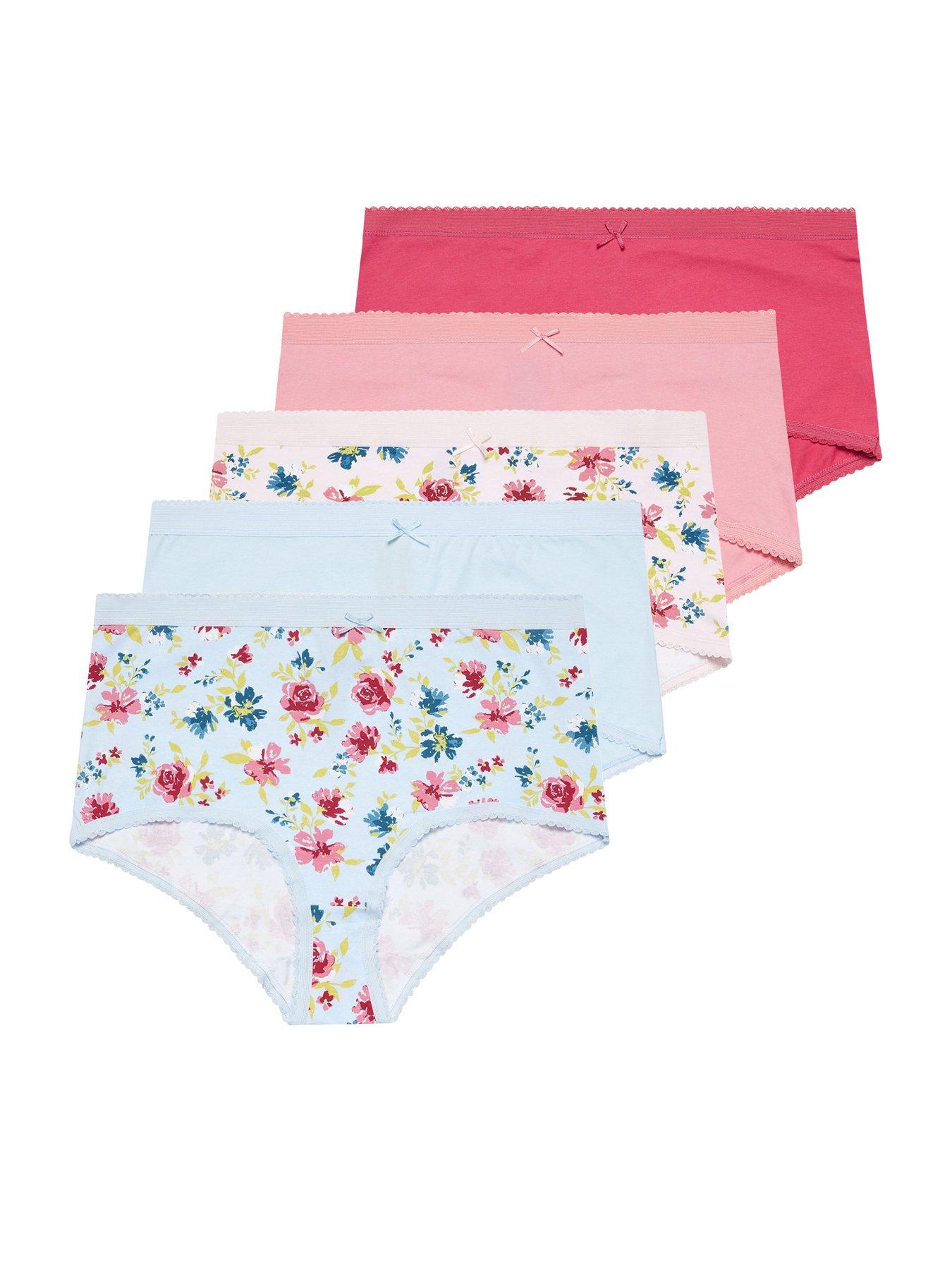 Image 6 of 6 of Yours Curve 5 Pack Floral Full Briefs - Pink