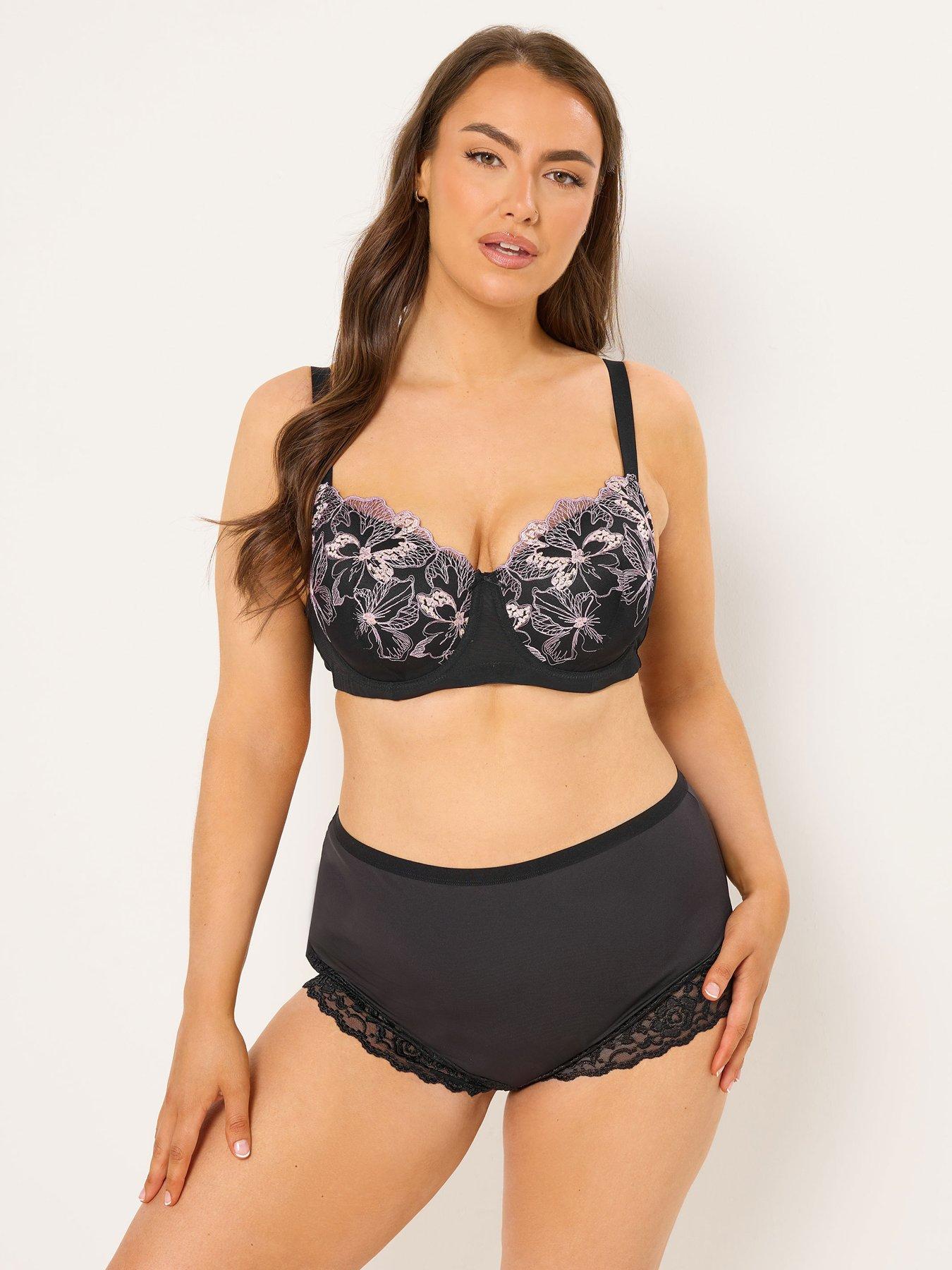  image of yours-curve-2-pack-padded-embroidered-bras-black