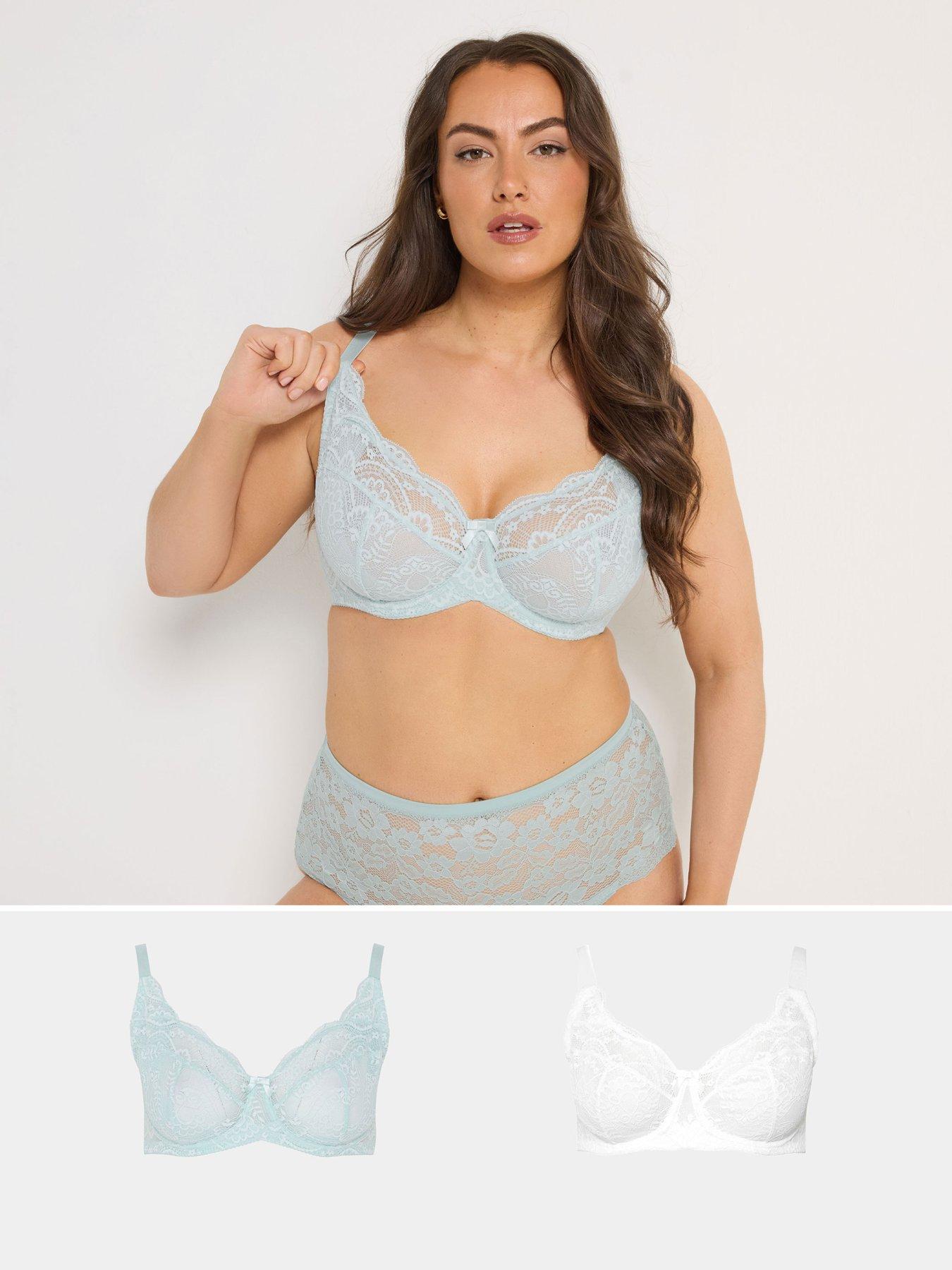Yours Curve 2 Pack Swirl Lace Underwire Bras - Green
