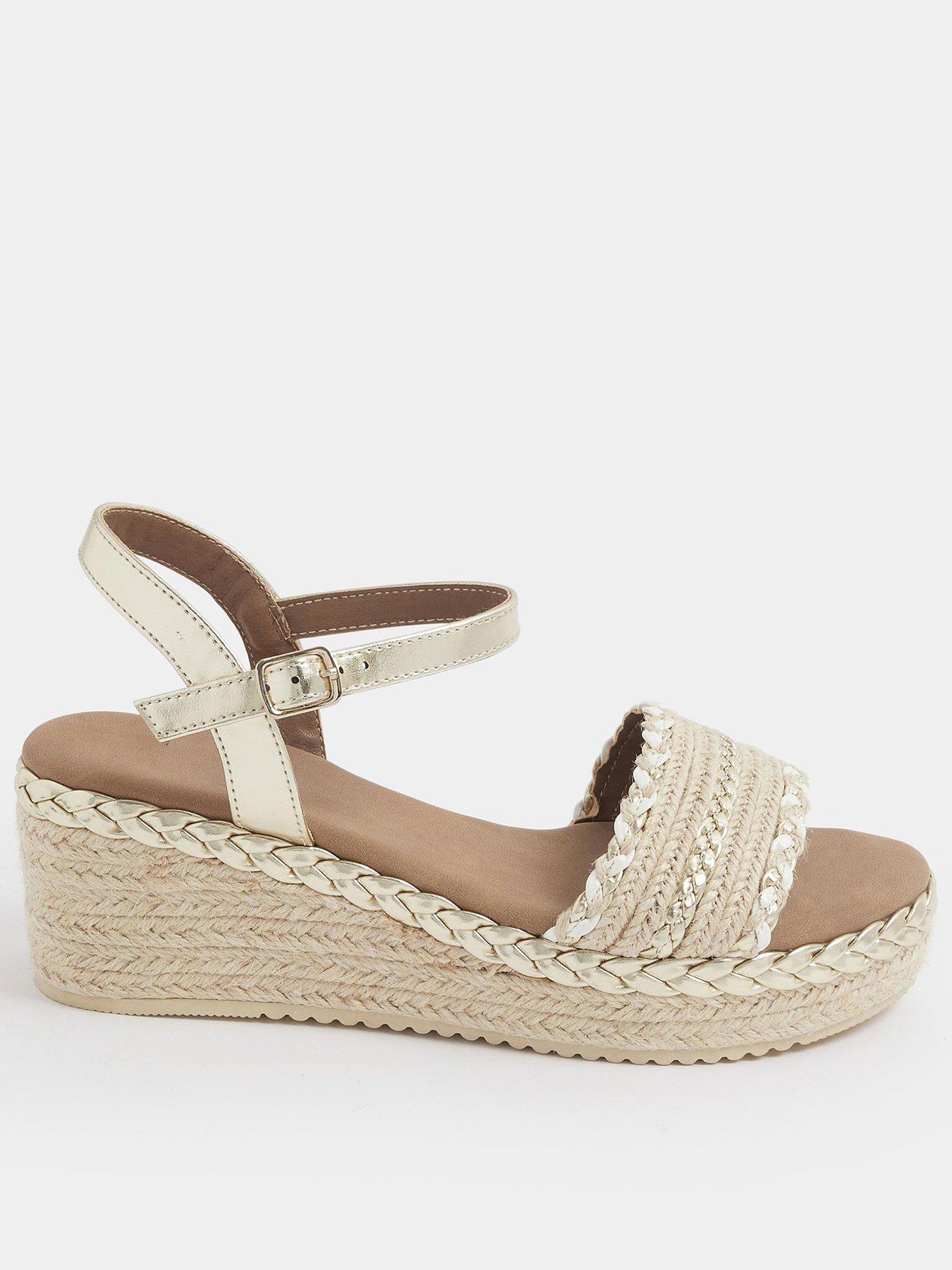 yours-curve-wide-fit-wedge-sandals-gold