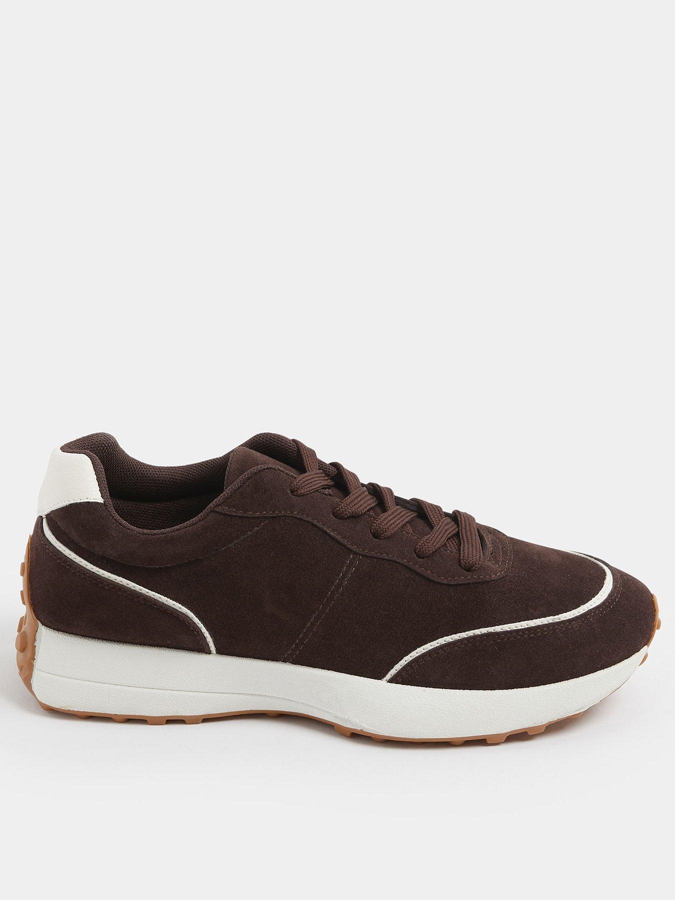 Image 1 of 4 of Yours Curve Extra Wide Fit Lace Up Runner Trainer - Brown