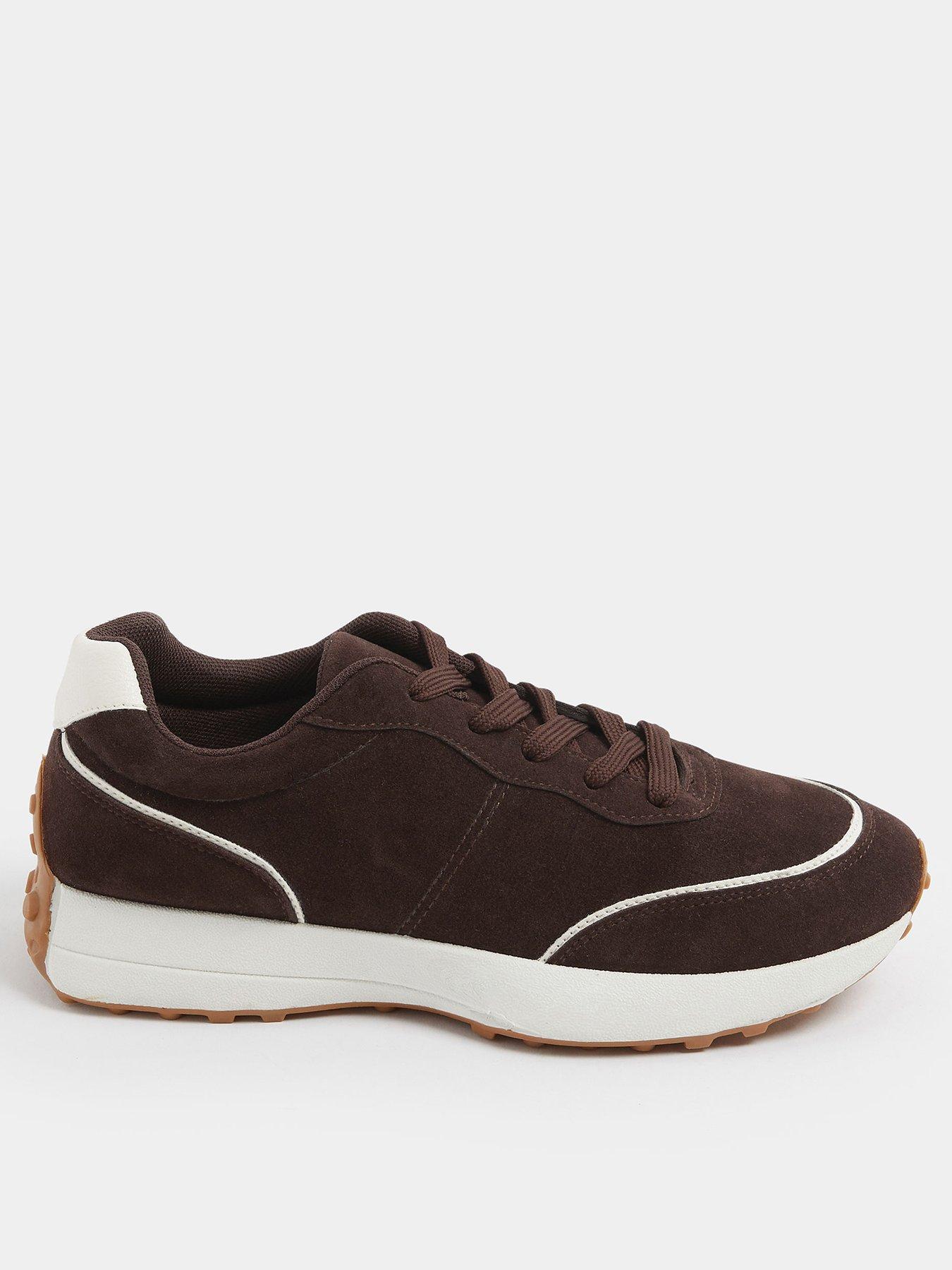 Image 1 of 4 of Yours Curve Wide Fit Lace Up Runner Trainer - Brown