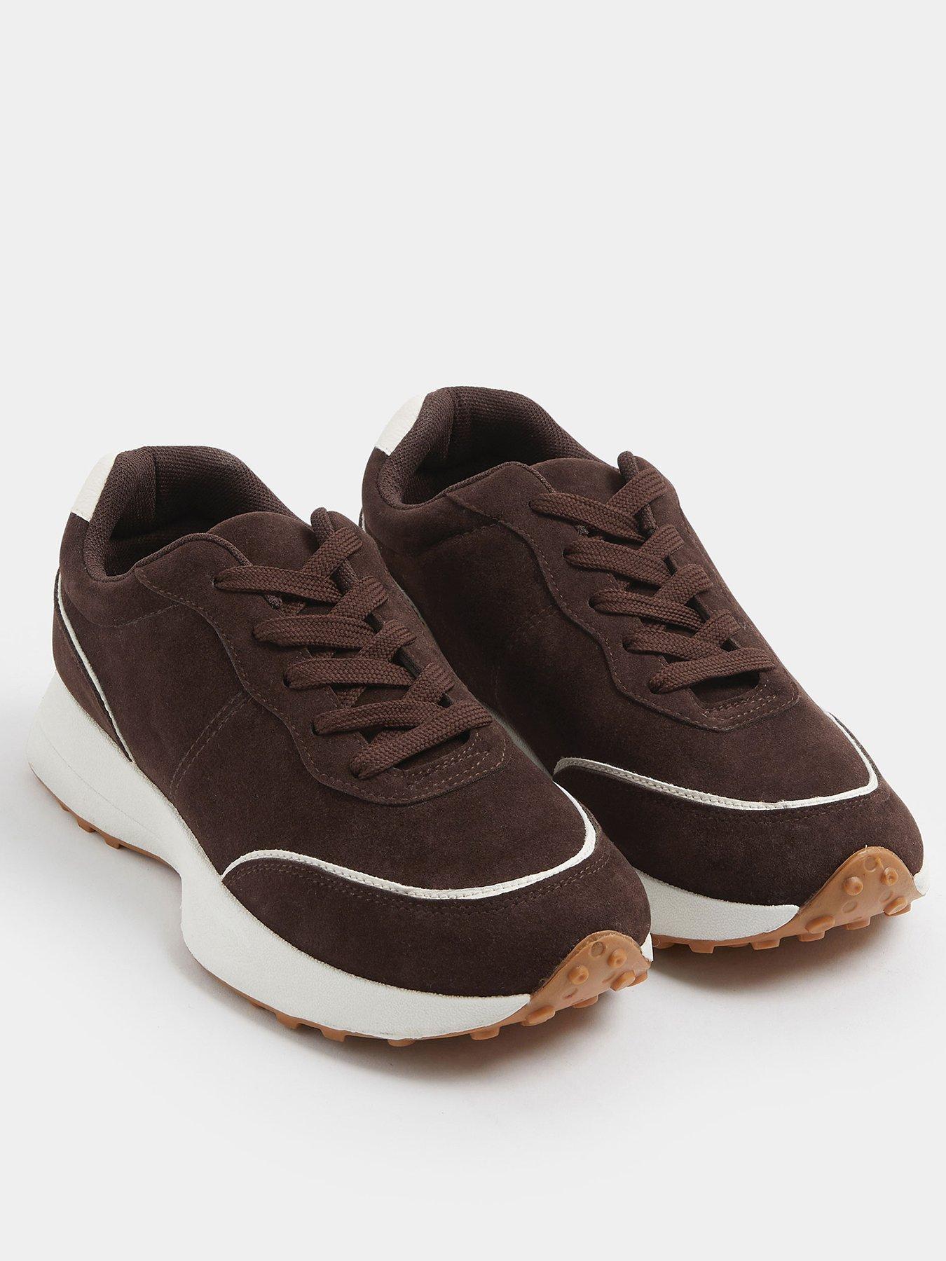 Image 2 of 4 of Yours Curve Wide Fit Lace Up Runner Trainer - Brown