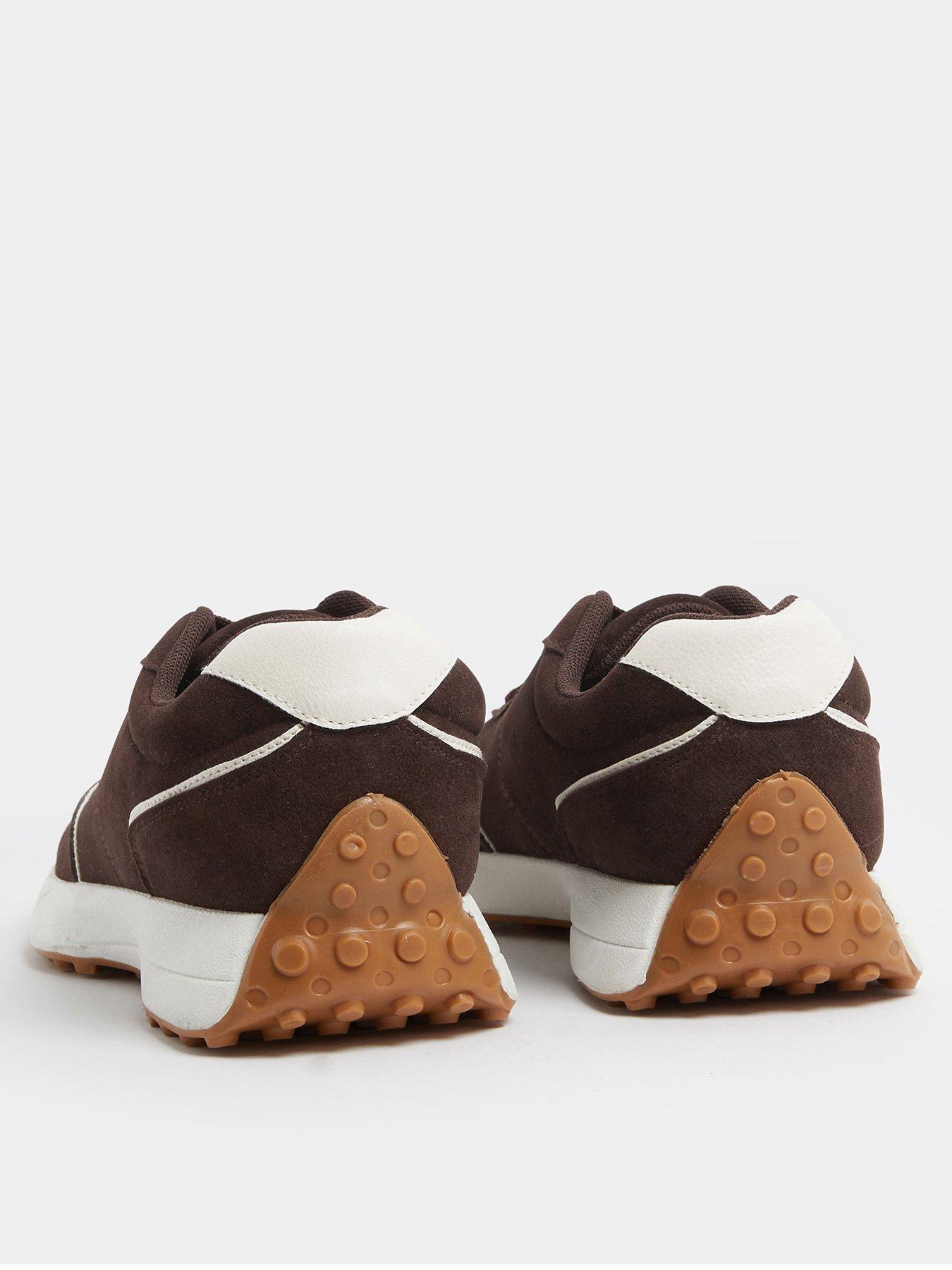 Image 3 of 4 of Yours Curve Wide Fit Lace Up Runner Trainer - Brown