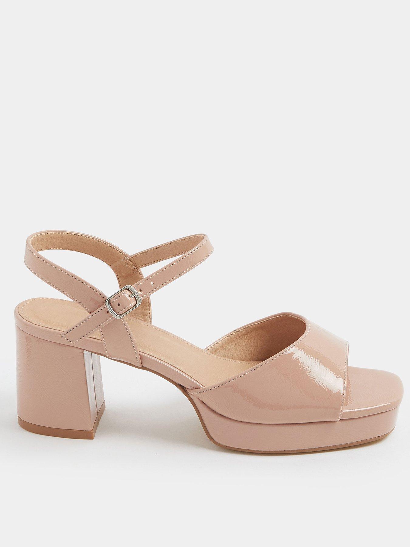 Yours Curve Extra Wide Fit Square Toe Heels - Cream