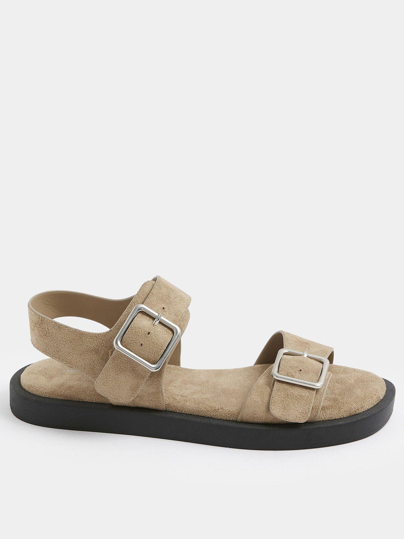 Yours Curve Extra Wide Fit Buckle Sandal - Cream