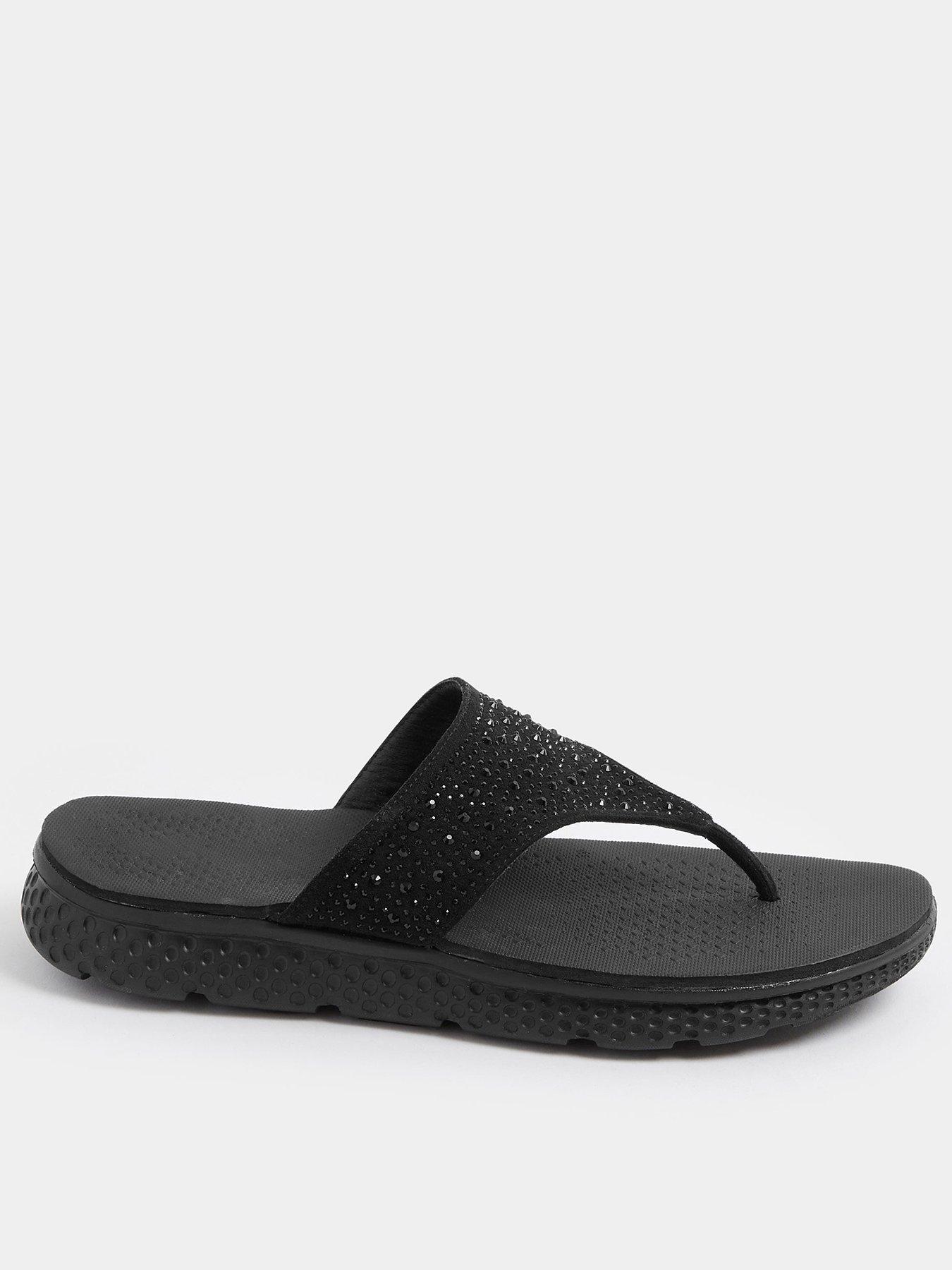Yours Curve Wide Fit Glitz Sandals - Black
