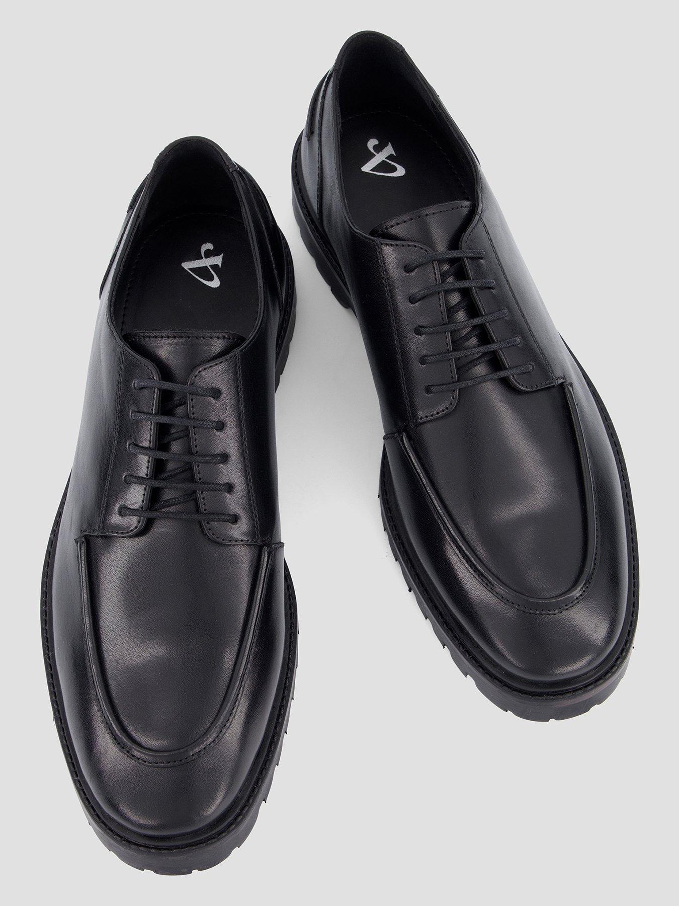 Image 3 of 7 of The Very Collection Mens Leather Apron Toe Chunky Sole Derby Shoes - Black