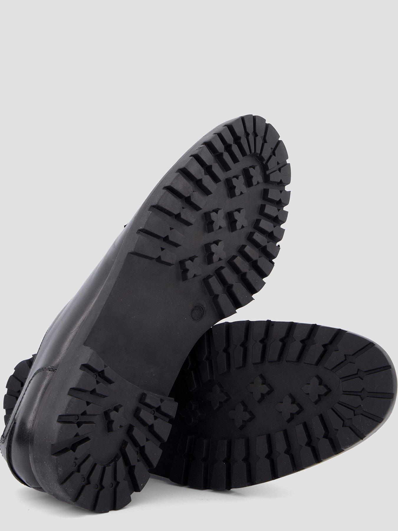 Image 4 of 7 of The Very Collection Mens Leather Apron Toe Chunky Sole Derby Shoes - Black
