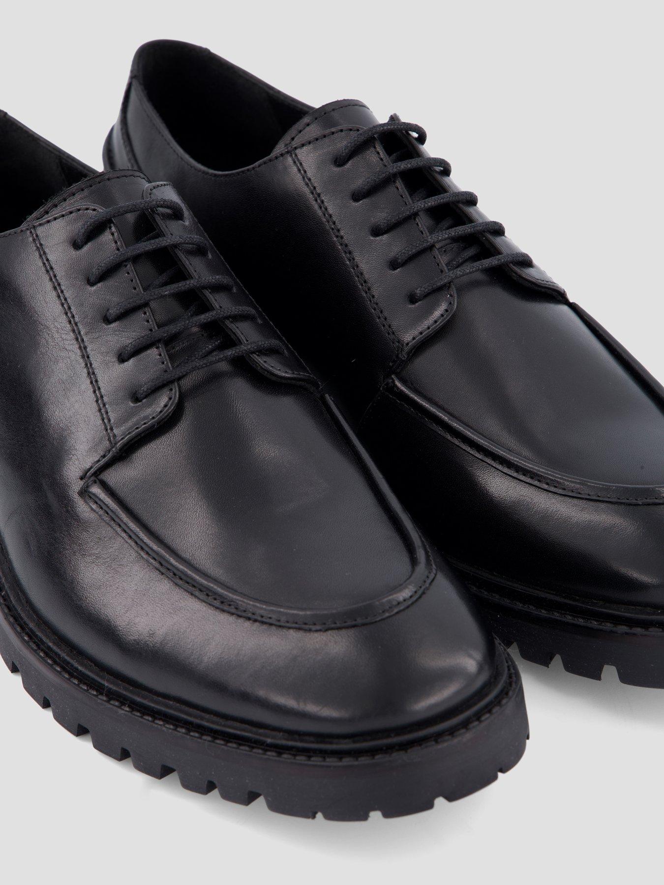 Image 5 of 7 of The Very Collection Mens Leather Apron Toe Chunky Sole Derby Shoes - Black