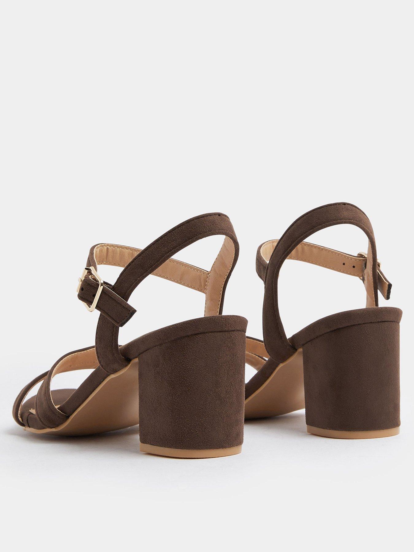 Image 3 of 4 of Yours Curve Wide Fit Mid Block Almond Toe - Brown
