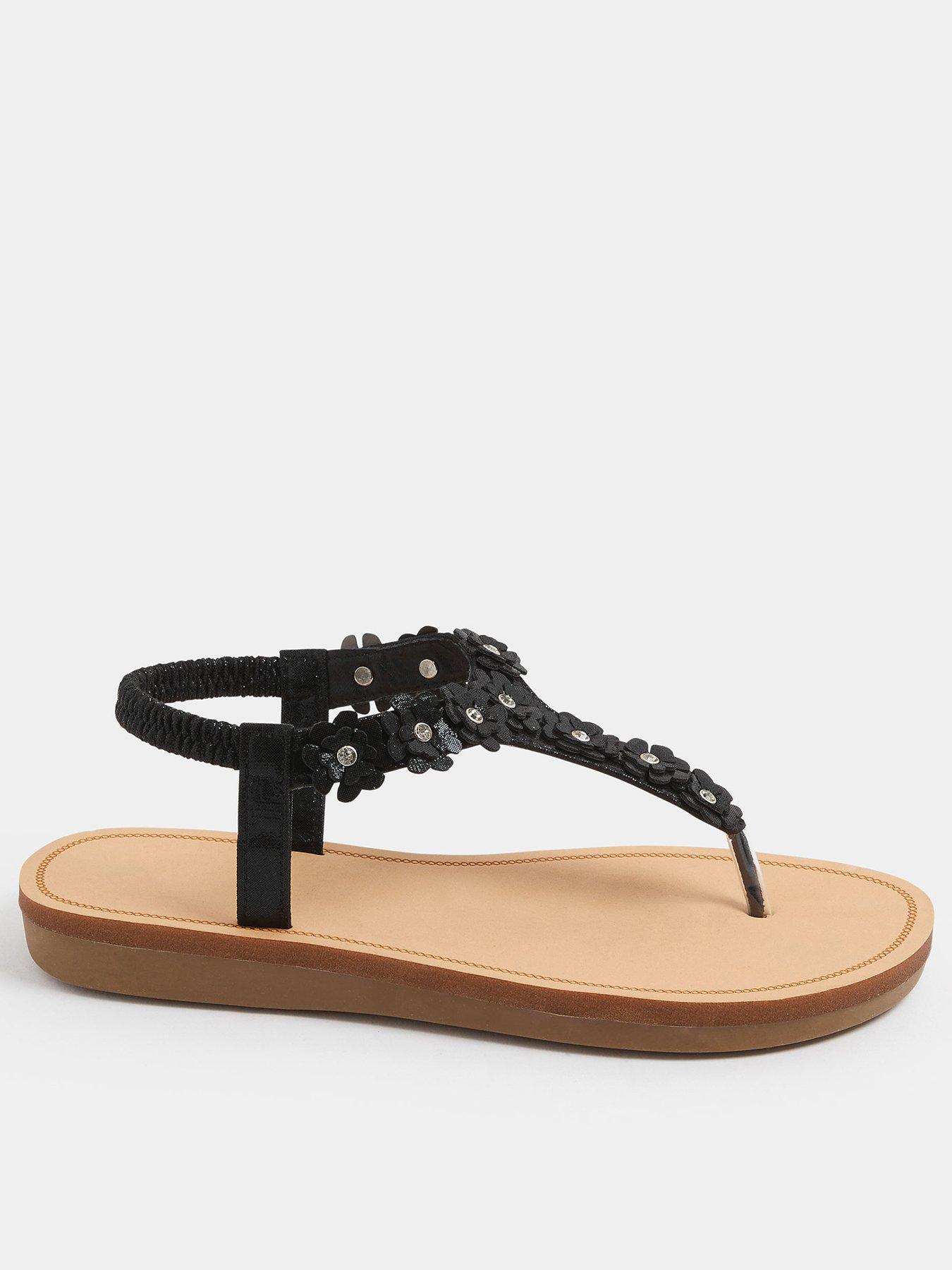 Yours Curve Extra Wide Fit Ditsy Flower Detail Sandals