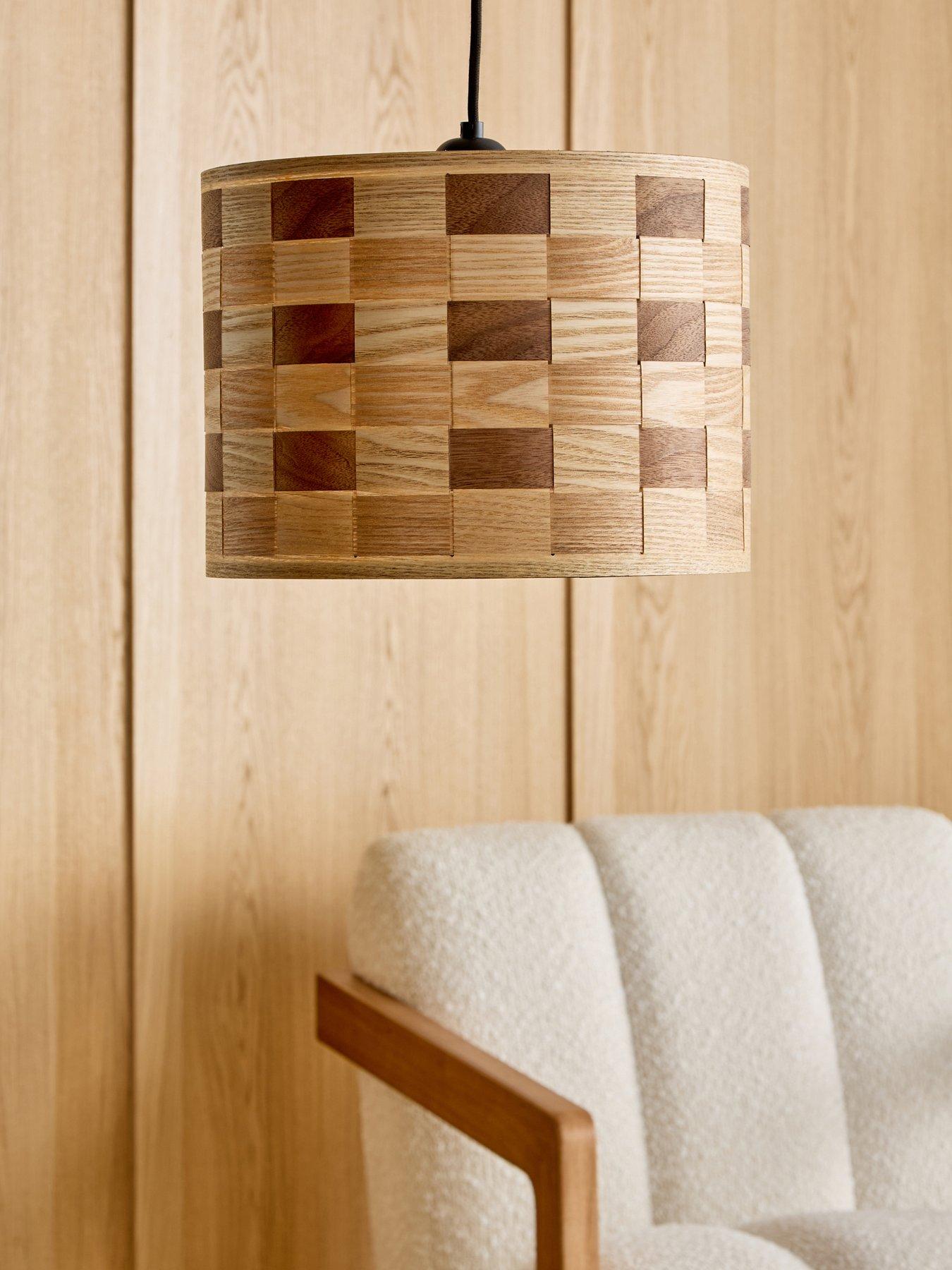 The Very Collection Woven Wood Effect Easy Fit Light Shade - Natural