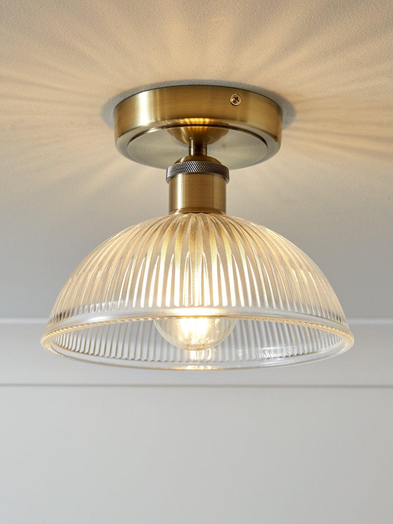 Image 1 of 6 of The Very Collection Ribbed Glass Flush Ceiling Light