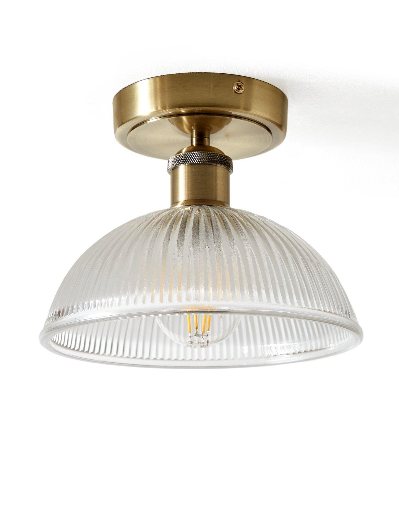 Image 3 of 6 of The Very Collection Ribbed Glass Flush Ceiling Light