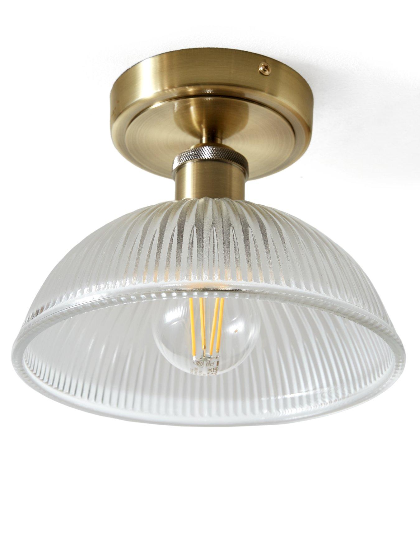 Image 4 of 6 of The Very Collection Ribbed Glass Flush Ceiling Light