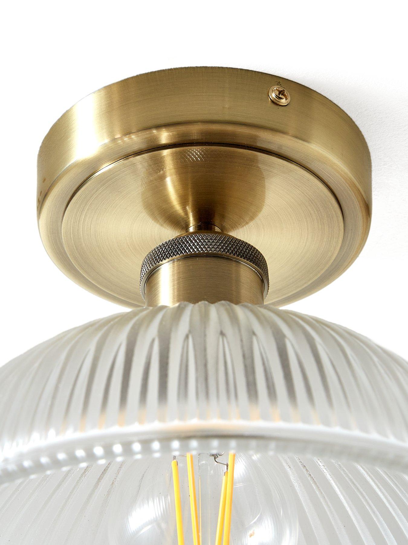 Image 6 of 6 of The Very Collection Ribbed Glass Flush Ceiling Light
