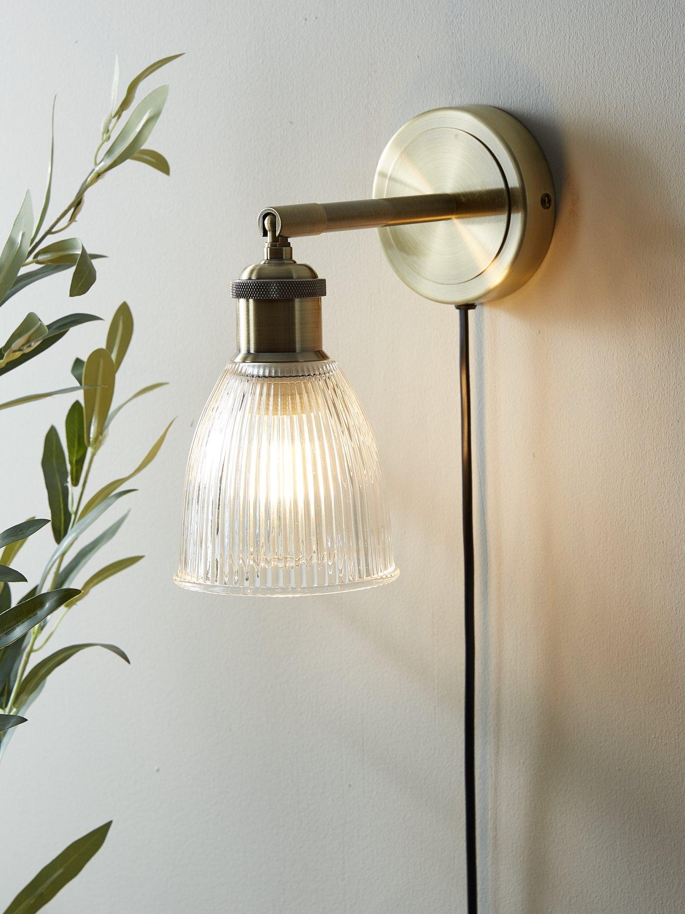 The Very Collection Ribbed Glass Plug In Wall Light