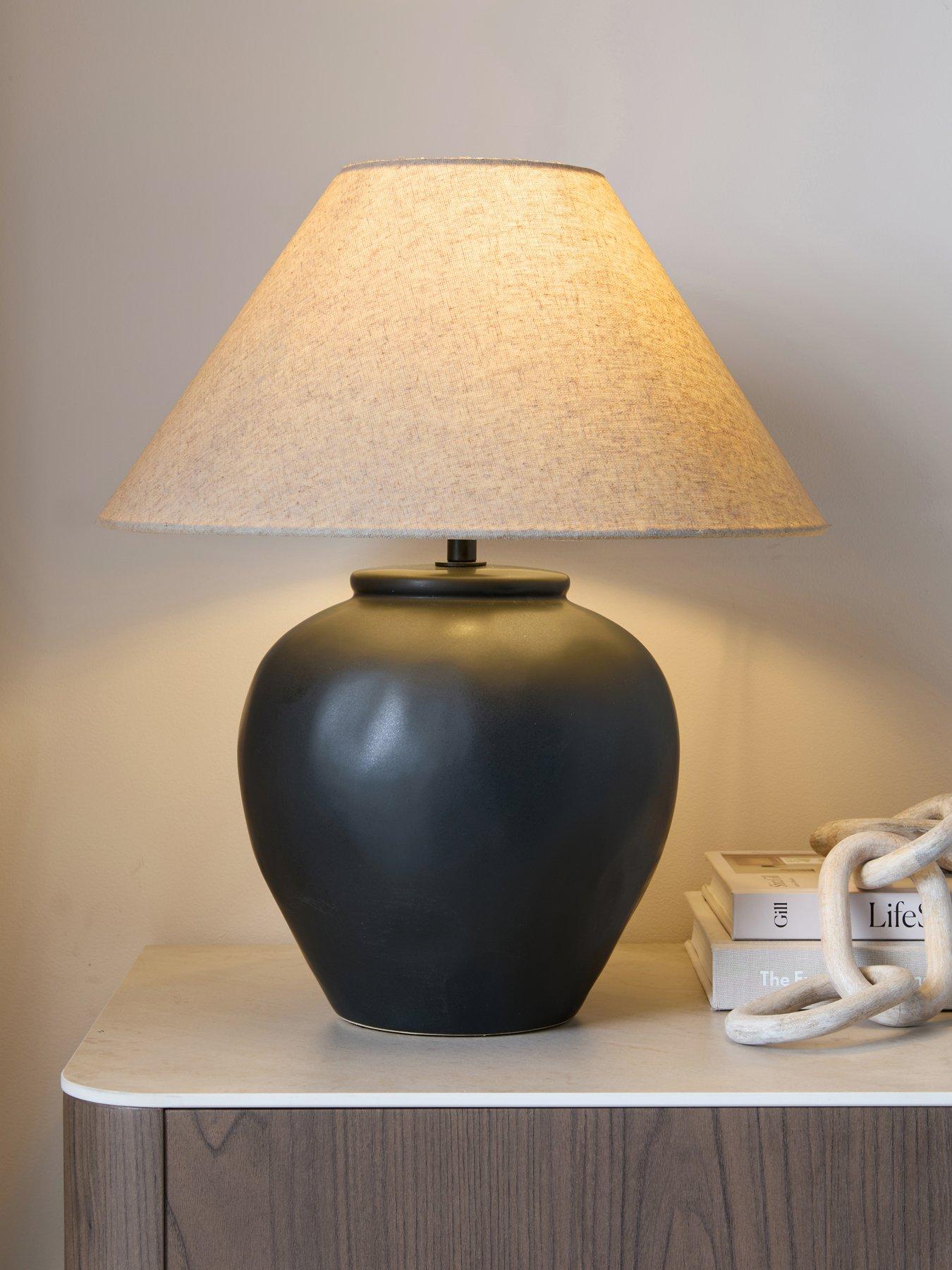 Michelle Keegan Home Black Worn Ceramic Table Lamp