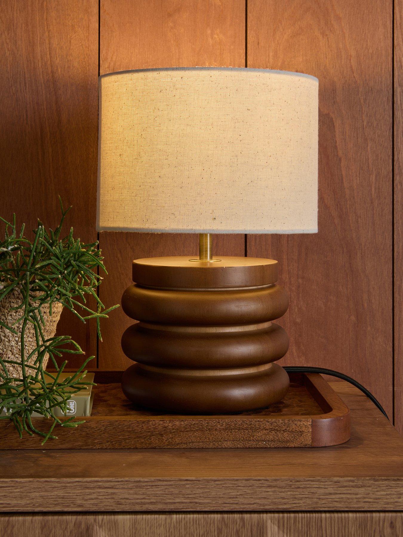 The Very Collection Small Wooden Stacked Table Lamp - Dark Wood