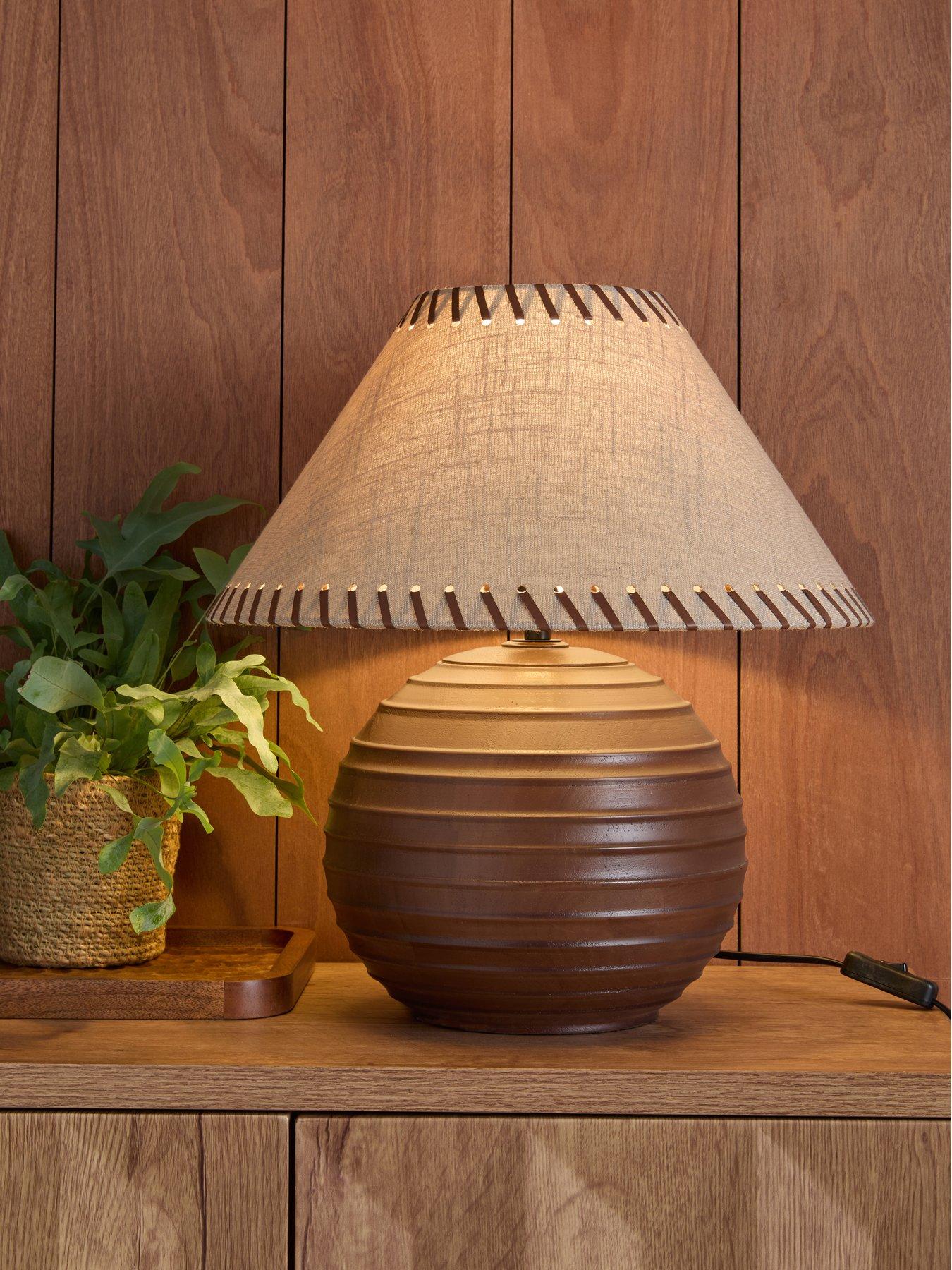 The Very Collection Wooden Table With Whipstitch Shade Detail - Small