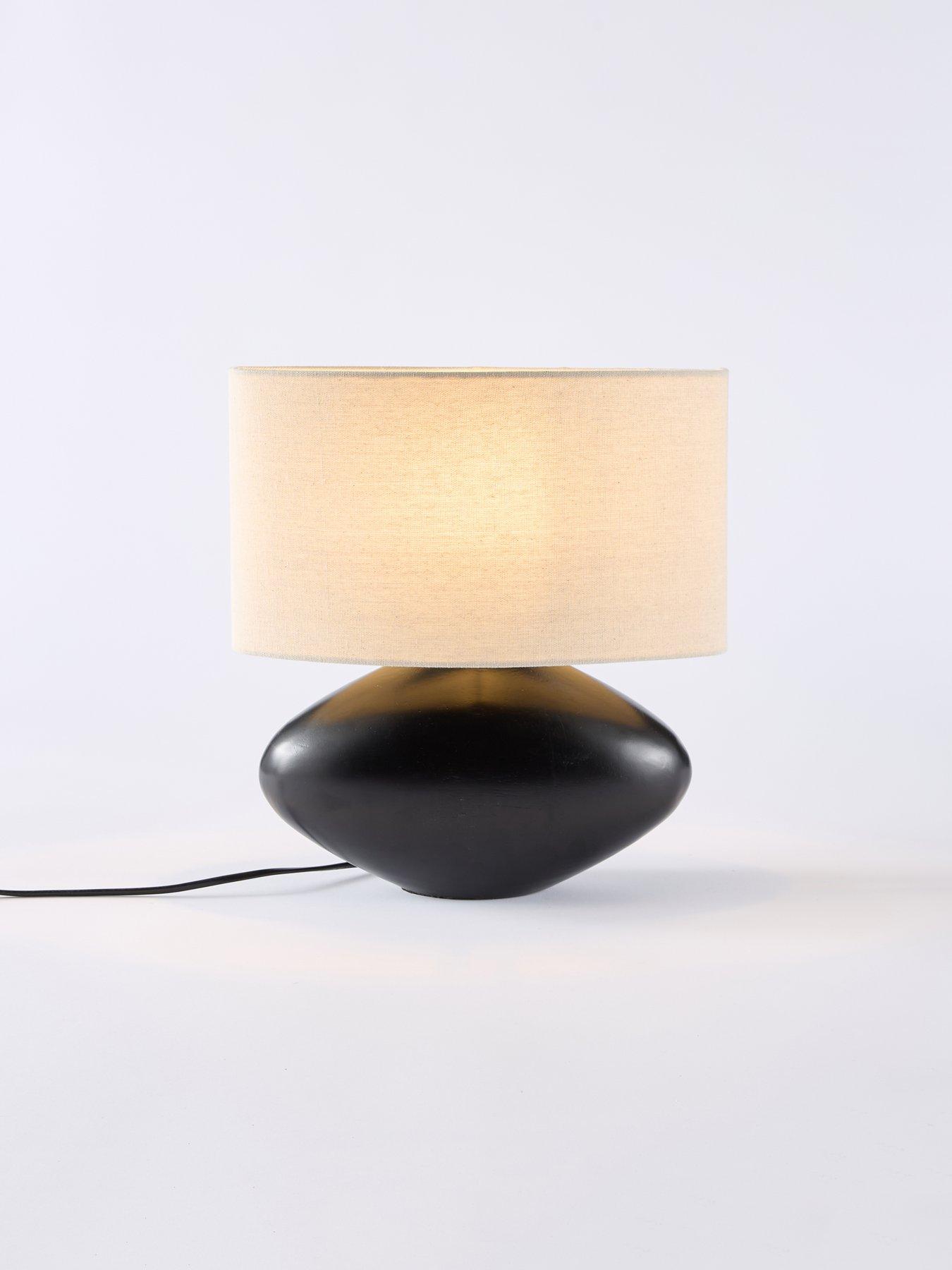 Image 3 of 8 of Michelle Keegan Home Pebble Base Wooden Table Lamp - Pine Wood