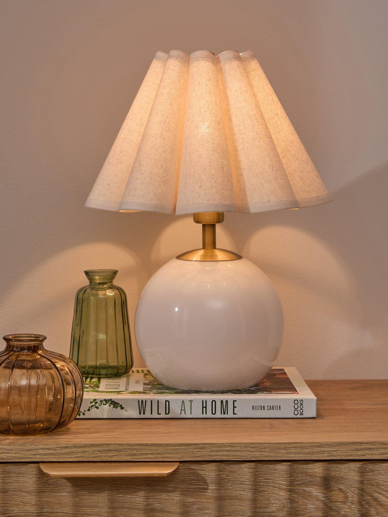 Image 1 of 7 of The Very Collection Scalloped Shade Table Lamp With Glass Base