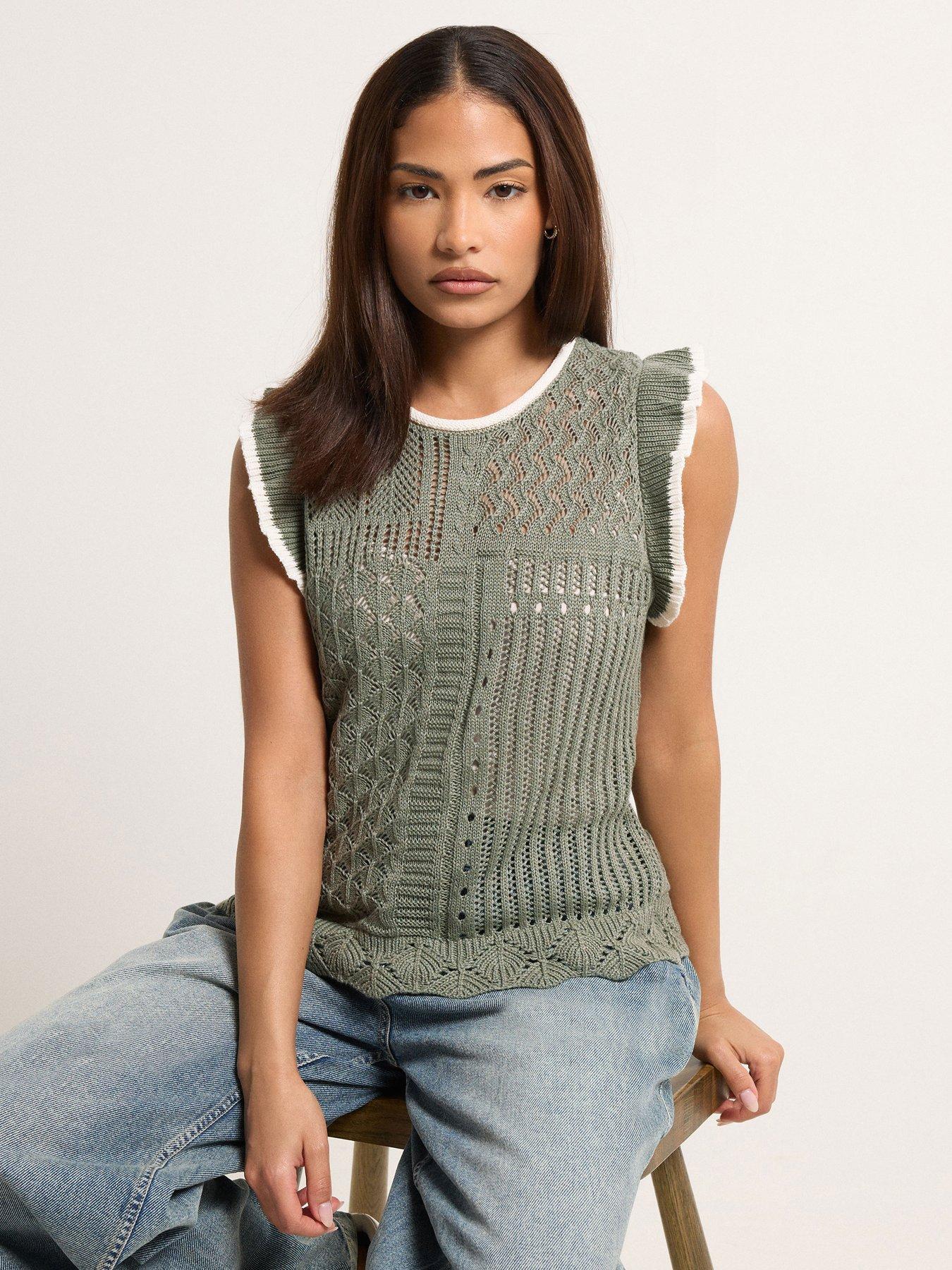 PixieGirl Petite Frill Shoulder Tank Top
