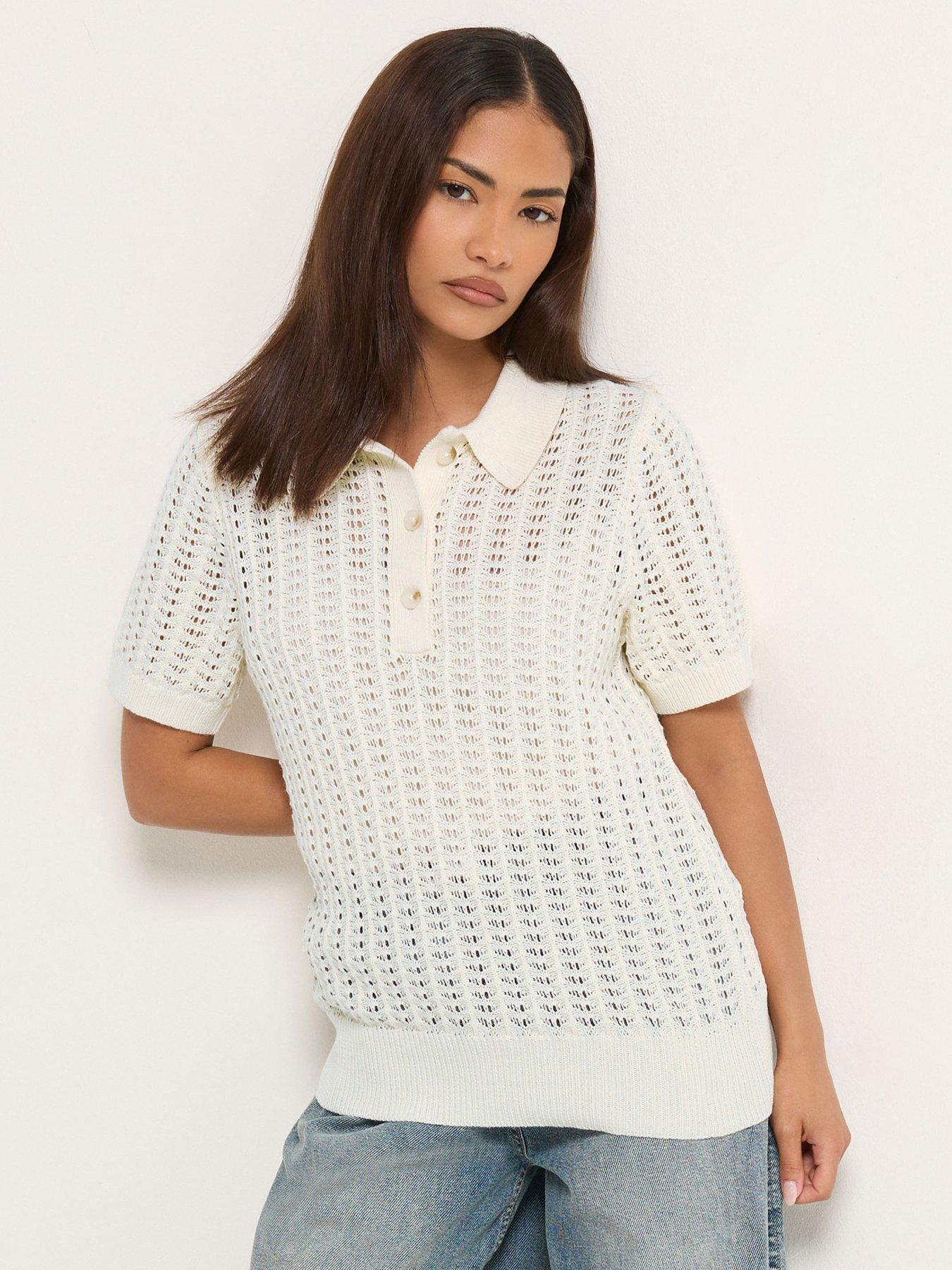 PixieGirl Petite Crochet Polo Top