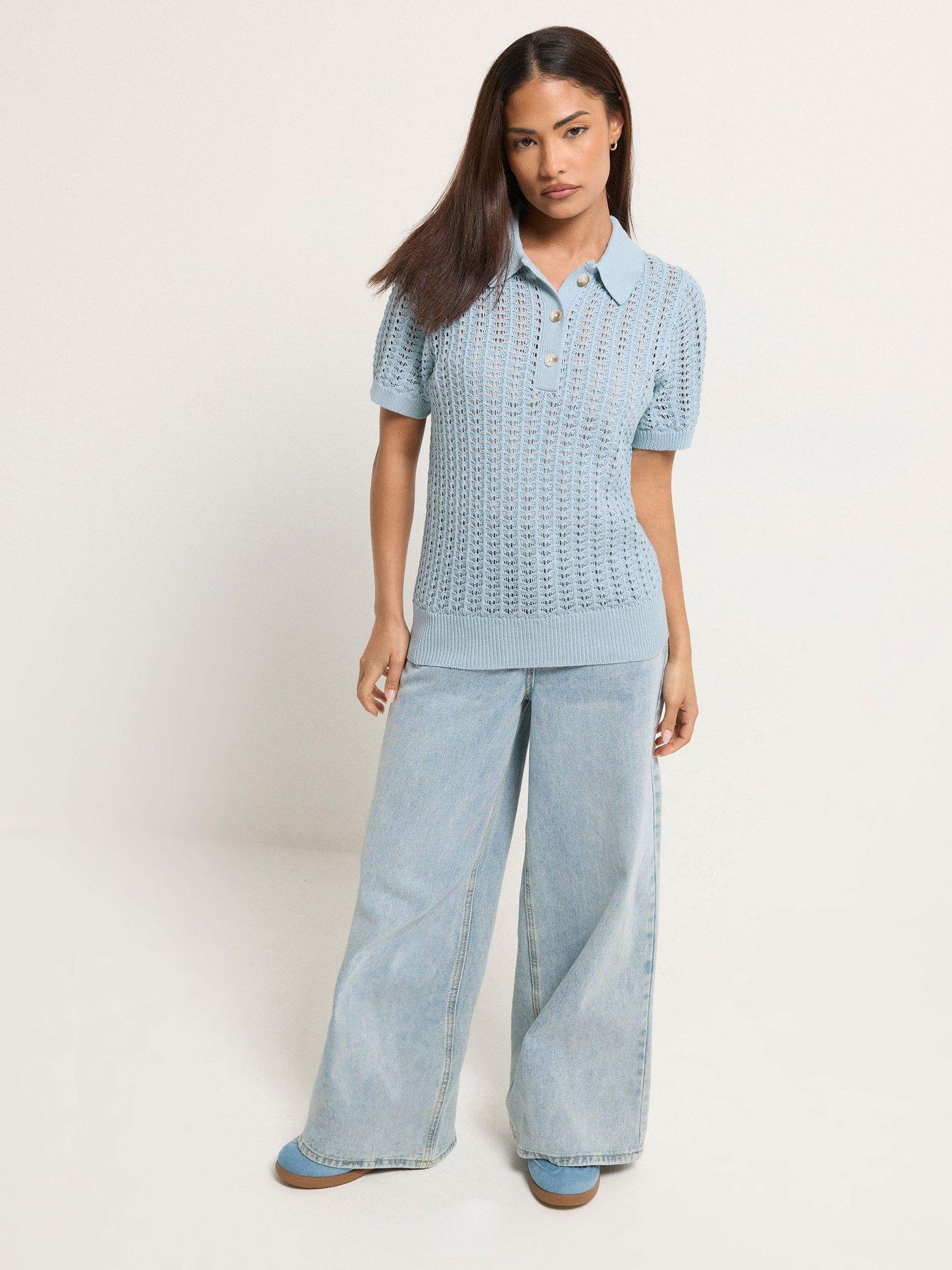  image of pixiegirl-petite-crochet-polo-top