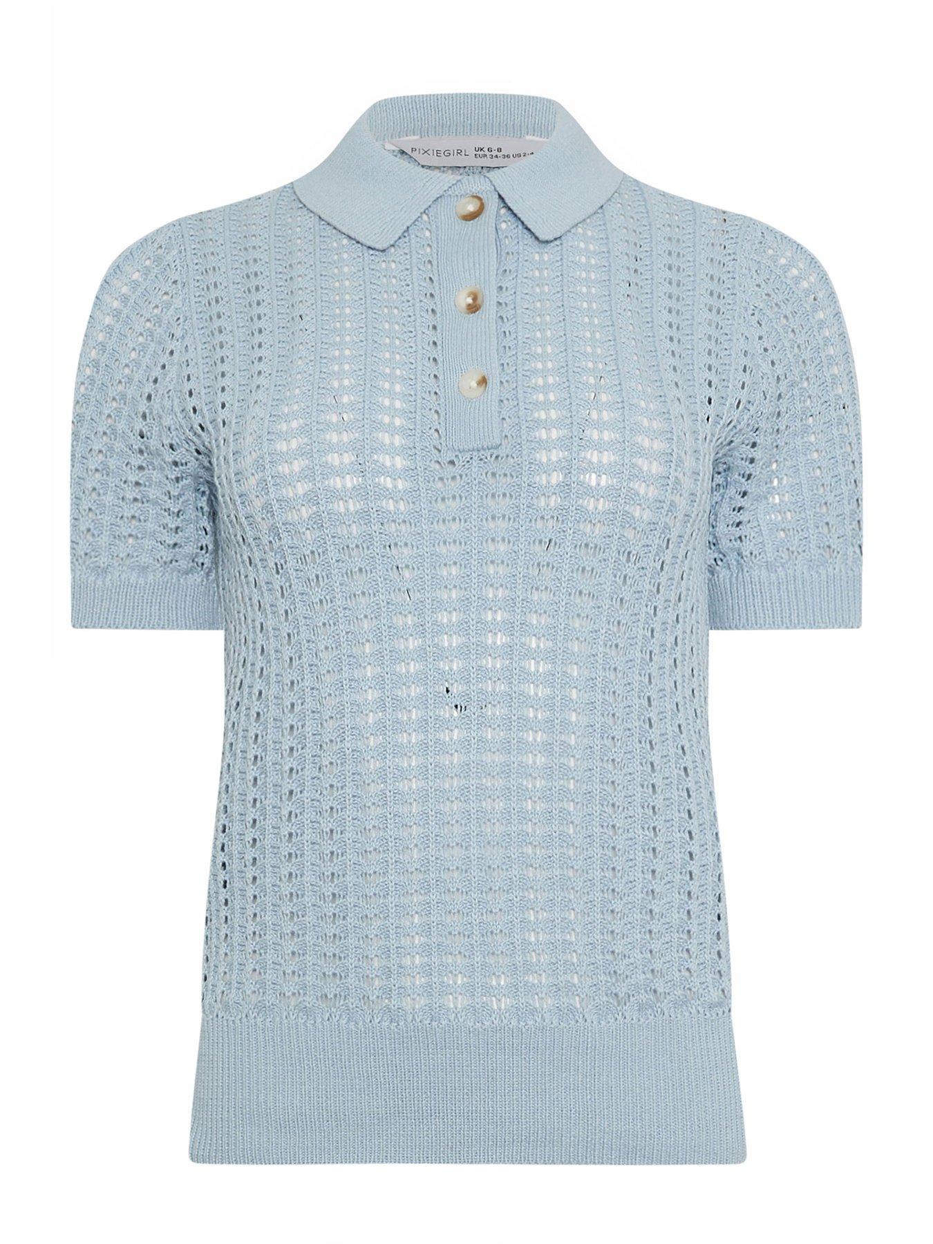  image of pixiegirl-petite-crochet-polo-top