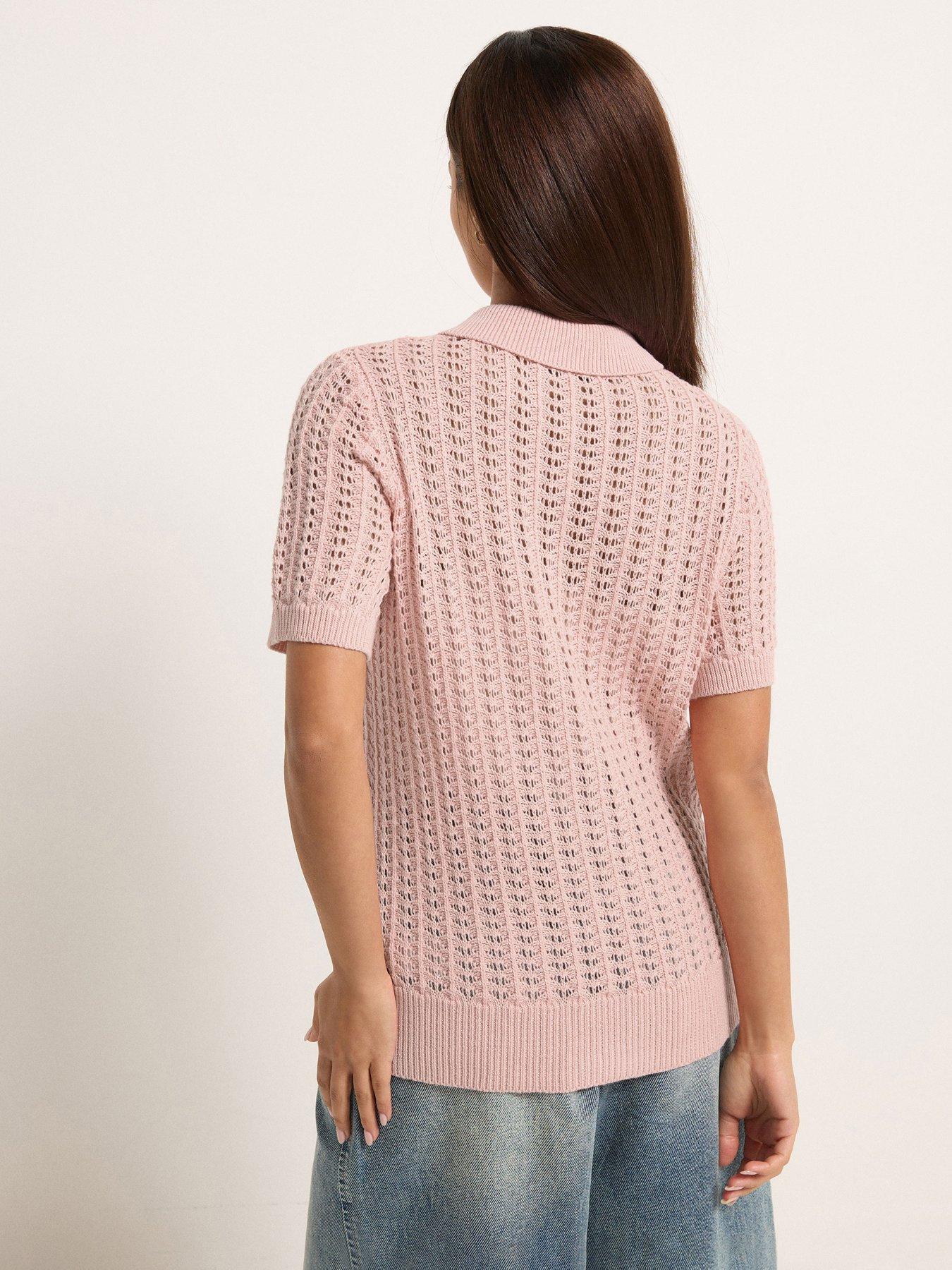 stillFront image of pixiegirl-petite-crochet-polo-top